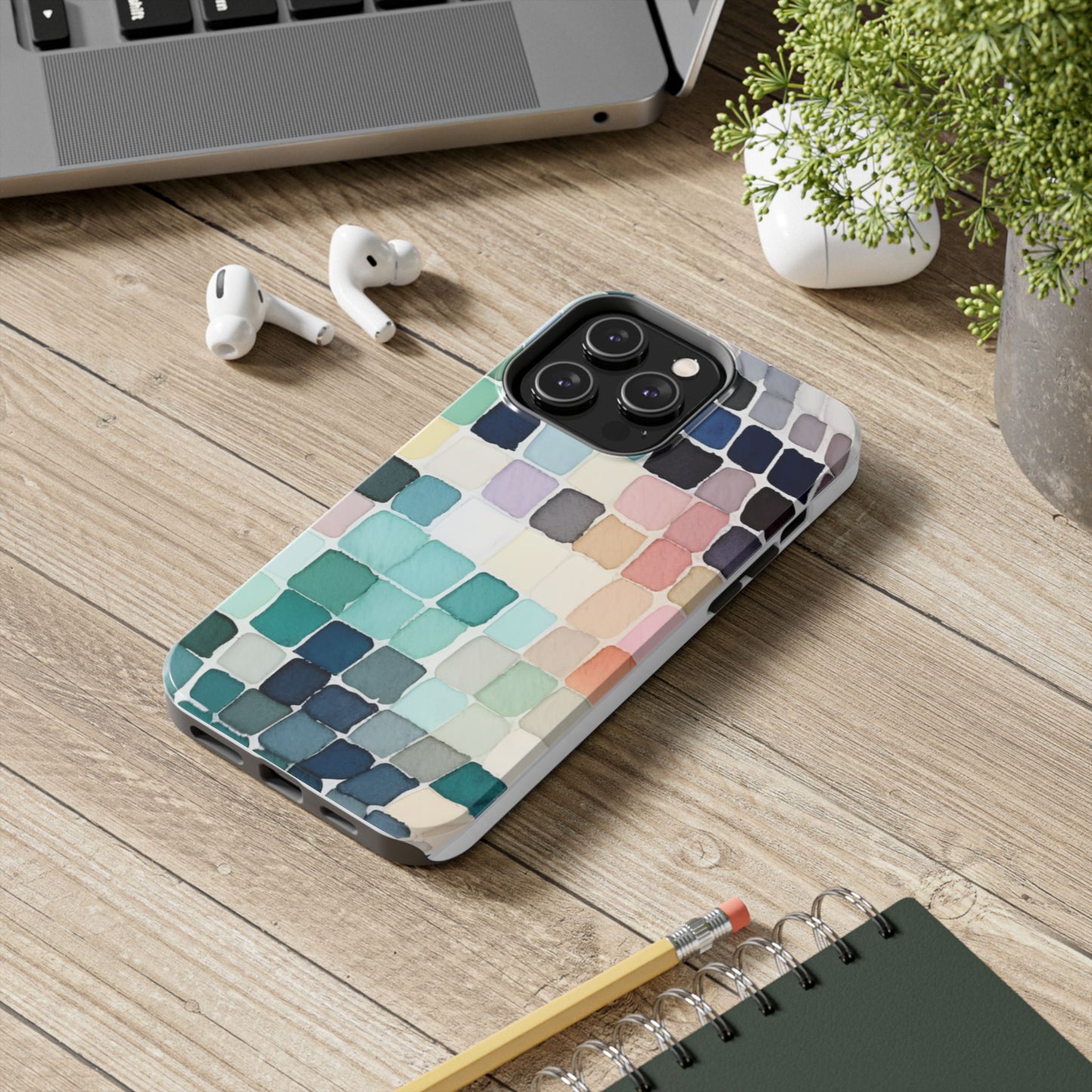 Watercolor —  Abstract Mosaic Tough Phone Case Pastel Tile Protective Cover