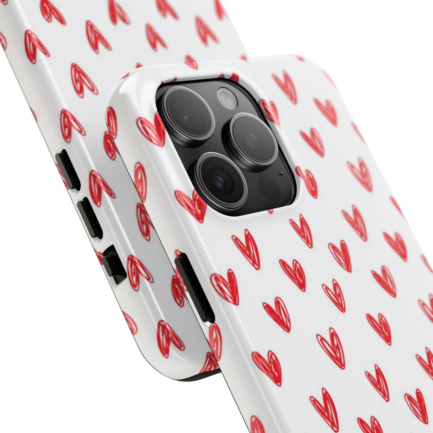 Love Notes | Red Hand-Drawn Hearts Phone Case Tough Phone Case