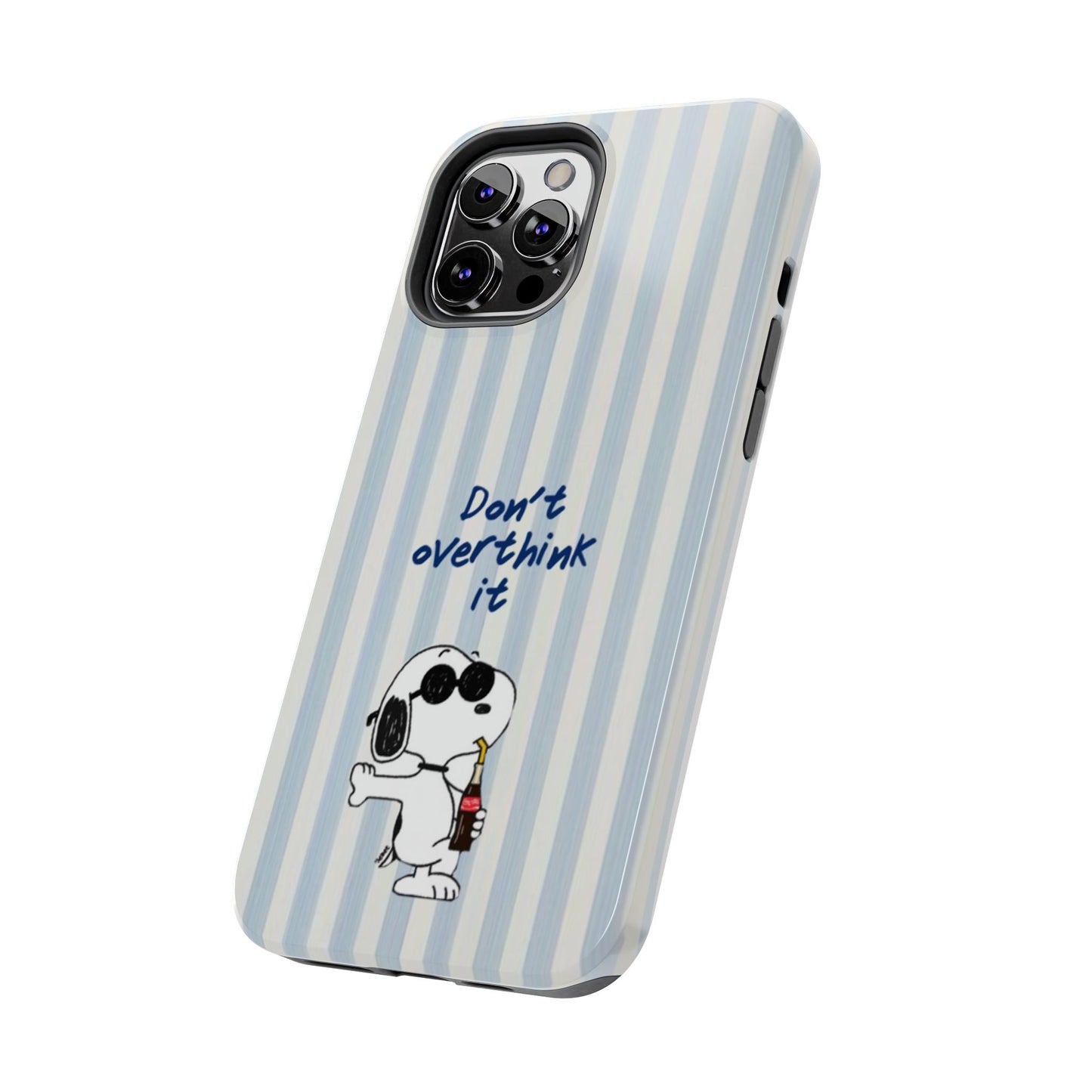 Snoopy "Don't Overthink It" Tough Phone Case — Striped Protective Cover