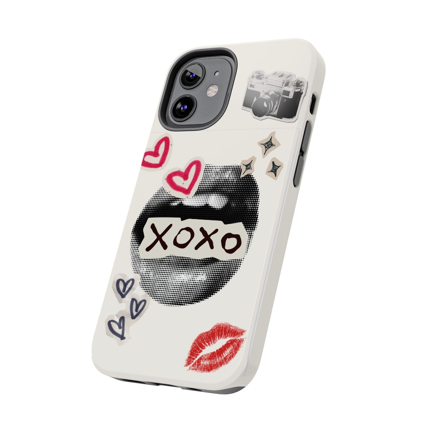 XOXO Lips Phone Case | Retro Pop Art Camera & Hearts