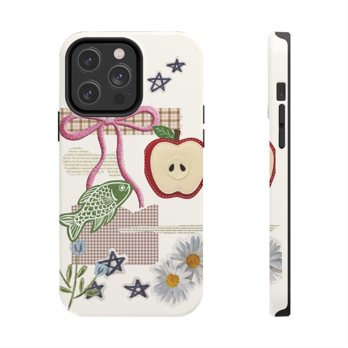 Spring Fling — Collage of Flowers Stars Fruit Fish Newspaper Cream Phone Case