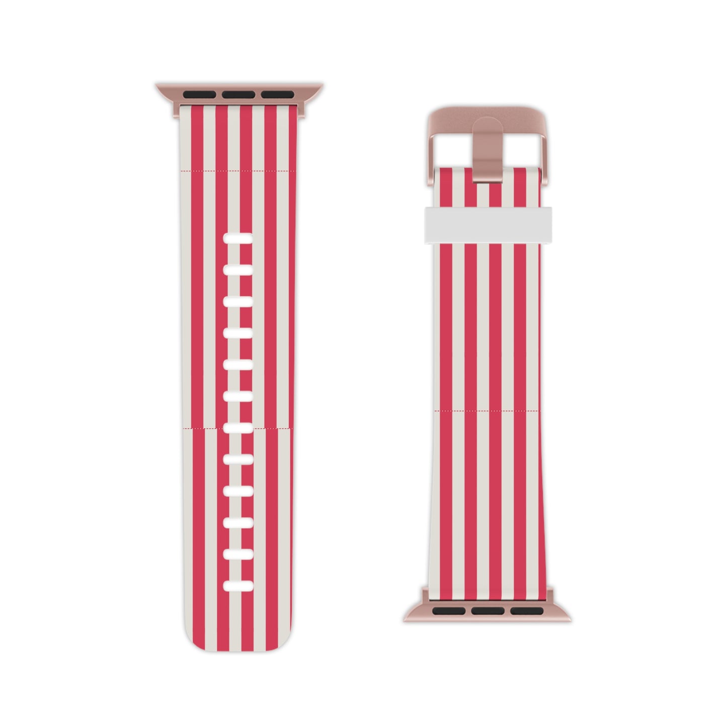 Striped Red & White Apple Watch Band —