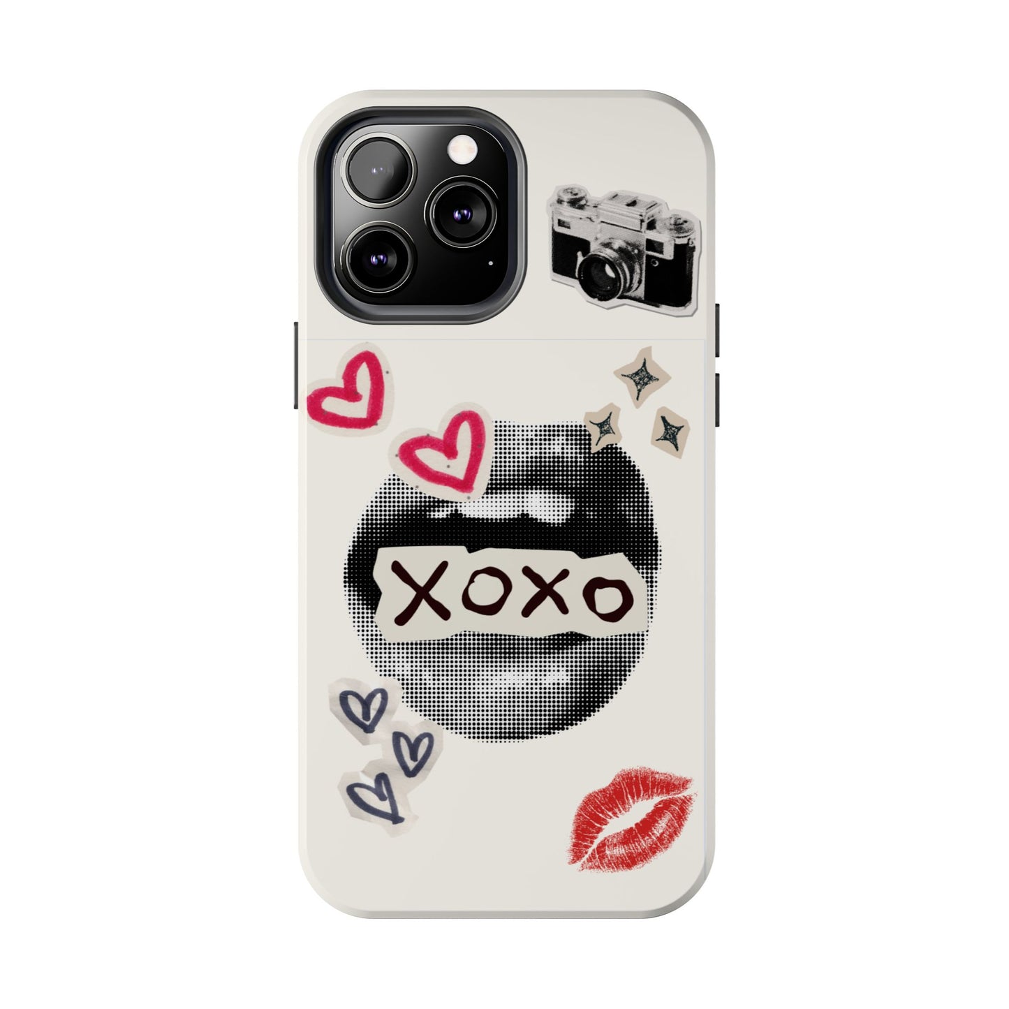 XOXO Lips Phone Case | Retro Pop Art Camera & Hearts
