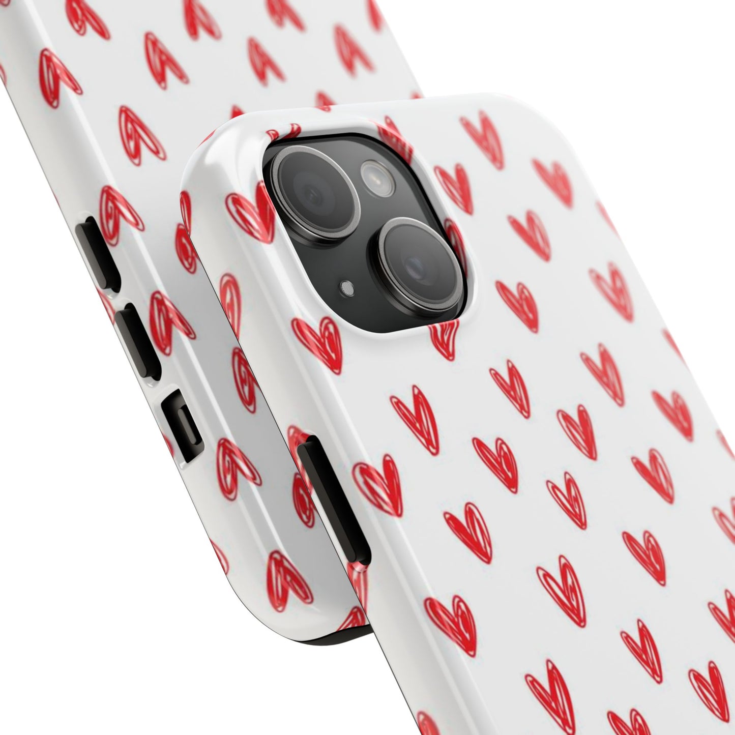 Love Notes | Red Hand-Drawn Hearts Phone Case Tough Phone Case