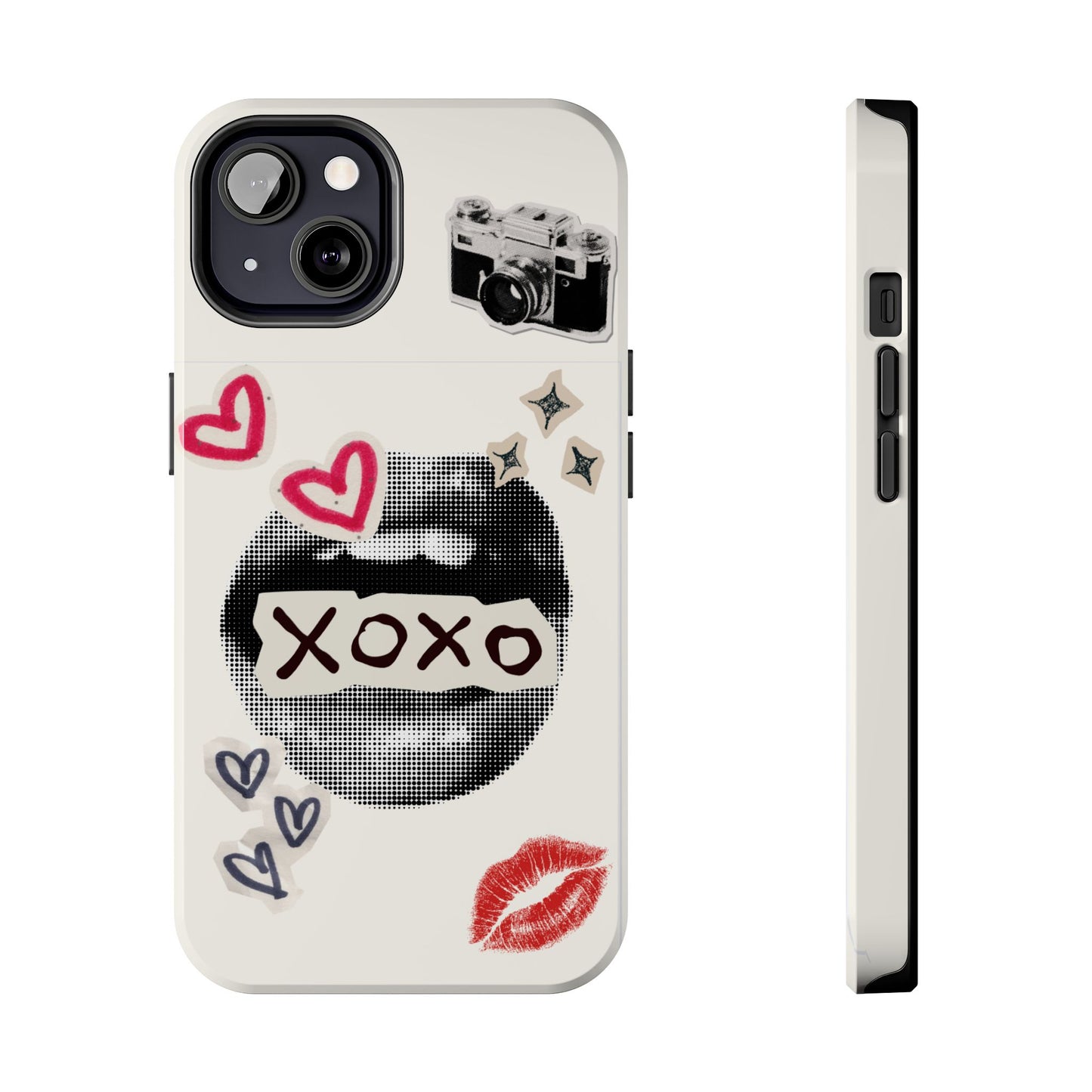 XOXO Lips Phone Case | Retro Pop Art Camera & Hearts