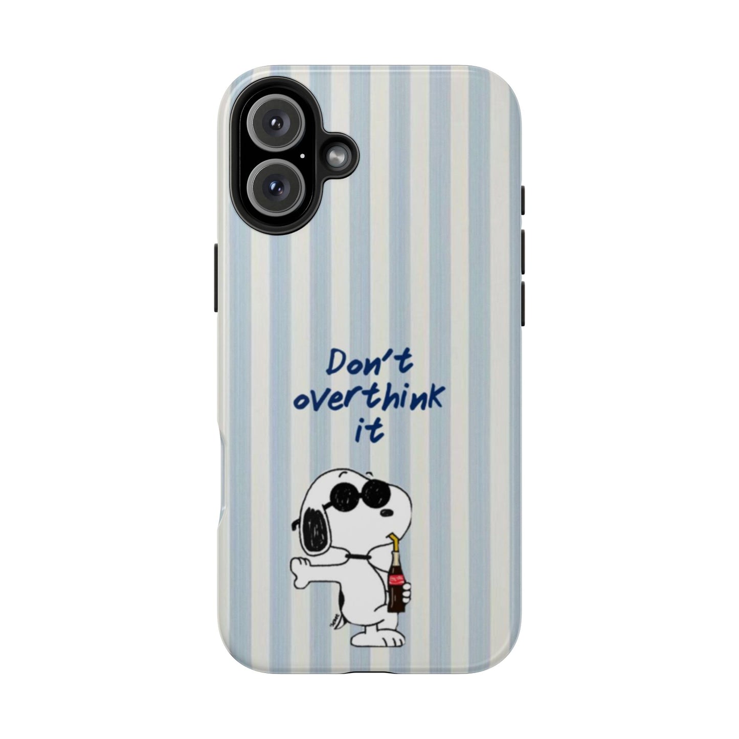 Snoopy "Don't Overthink It" Tough Phone Case — Striped Protective Cover