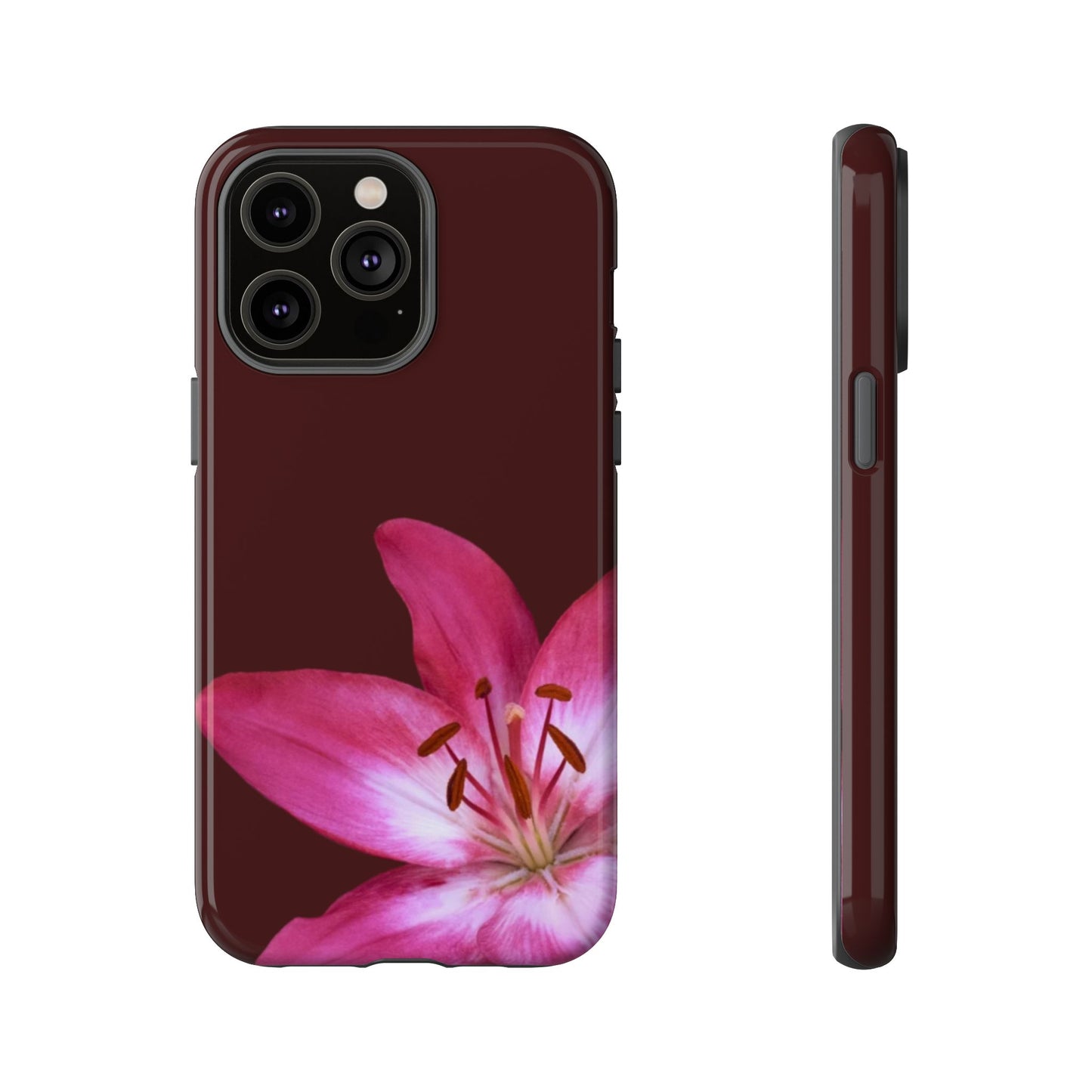 Burgundy Lily Floral – Phone Case Tough Case