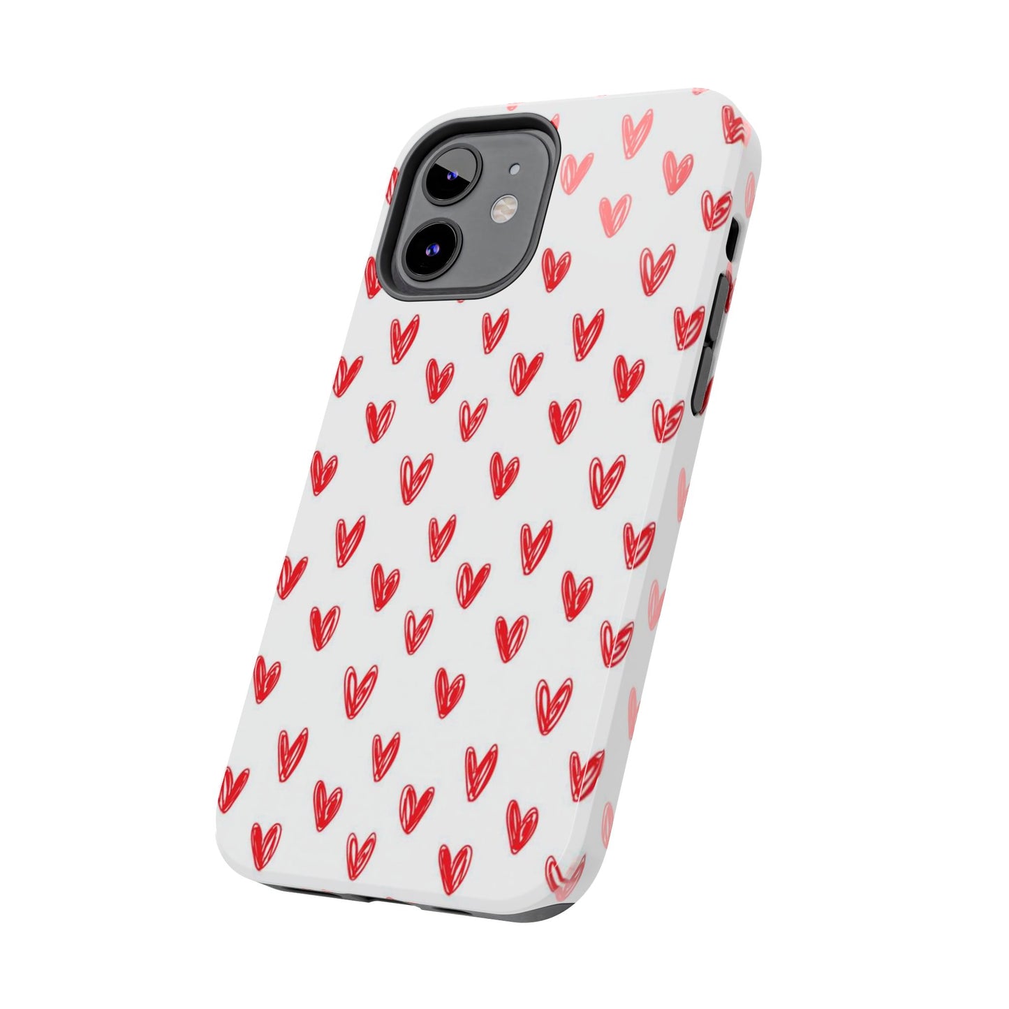Love Notes | Red Hand-Drawn Hearts Phone Case Tough Phone Case