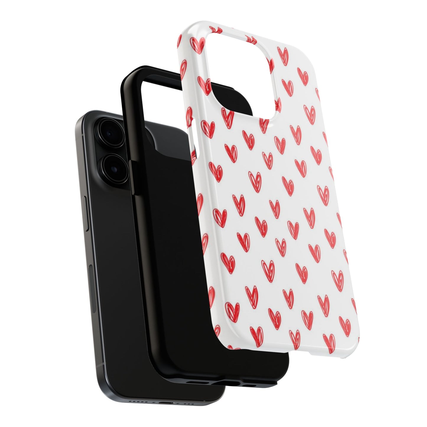 Love Notes | Red Hand-Drawn Hearts Phone Case Tough Phone Case