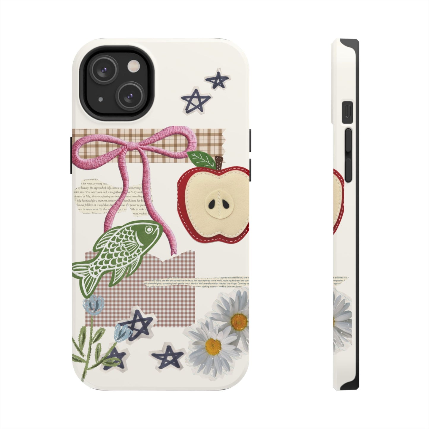 Spring Fling — Collage of Flowers Stars Fruit Fish Newspaper Cream Phone Case