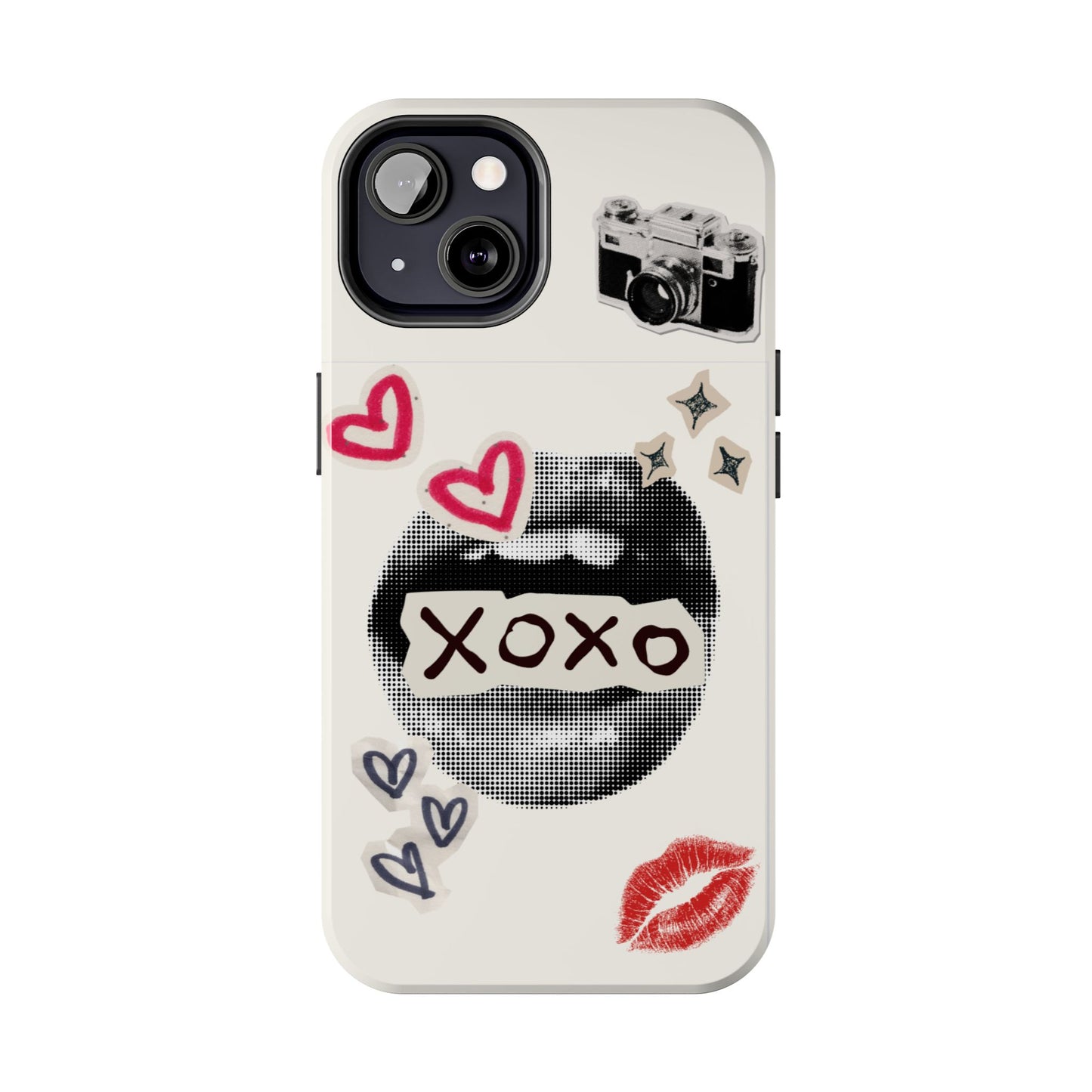 XOXO Lips Phone Case | Retro Pop Art Camera & Hearts