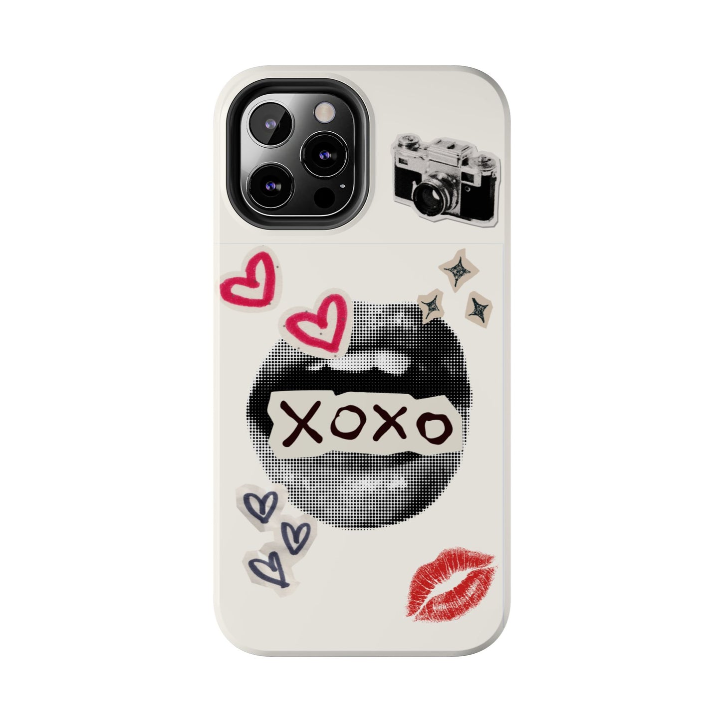 XOXO Lips Phone Case | Retro Pop Art Camera & Hearts