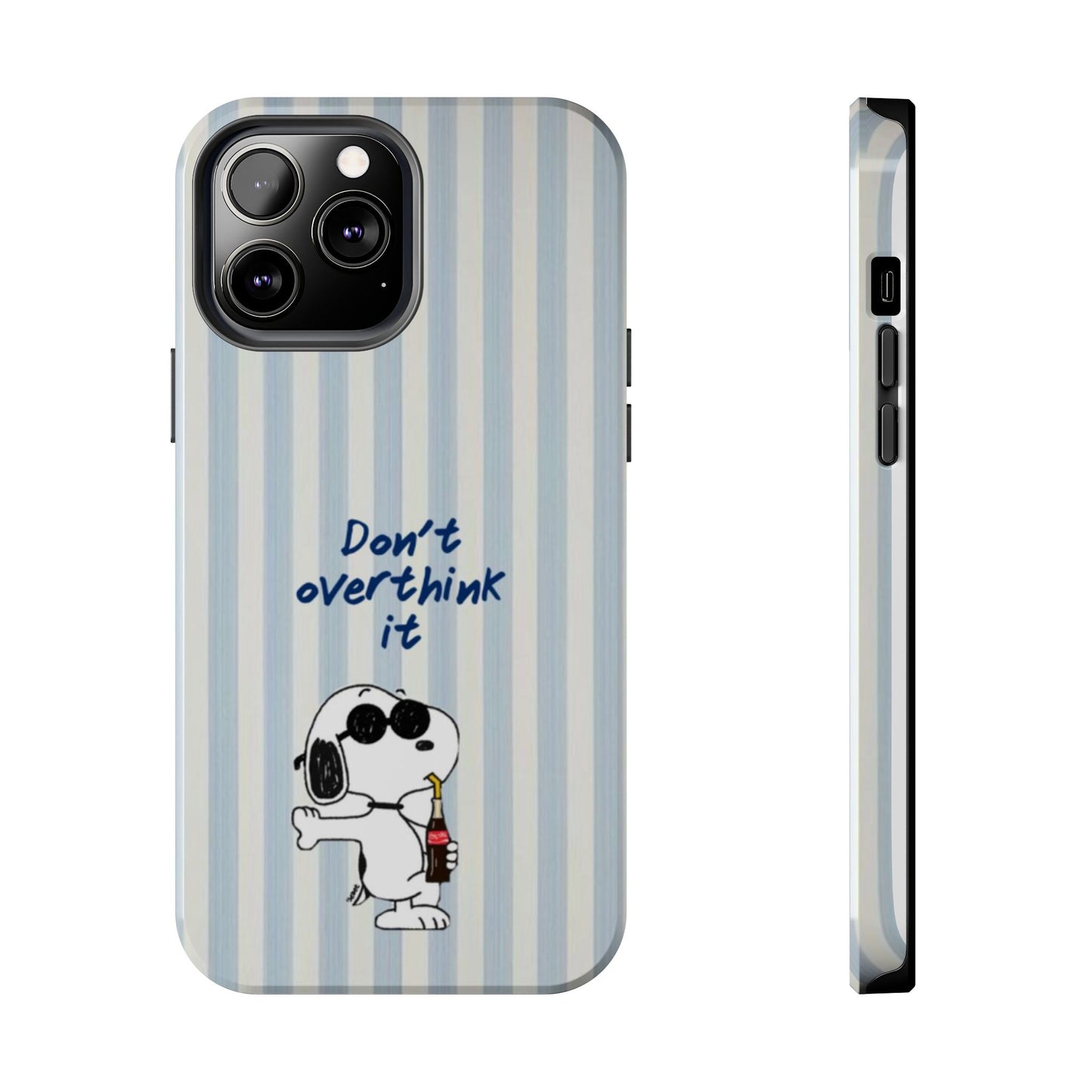 Snoopy "Don't Overthink It" Tough Phone Case — Striped Protective Cover