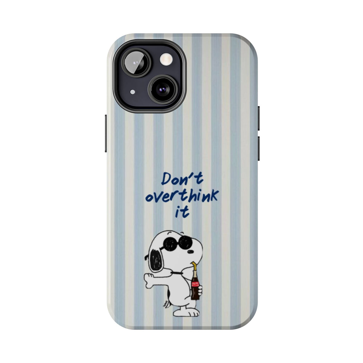 Snoopy "Don't Overthink It" Tough Phone Case — Striped Protective Cover