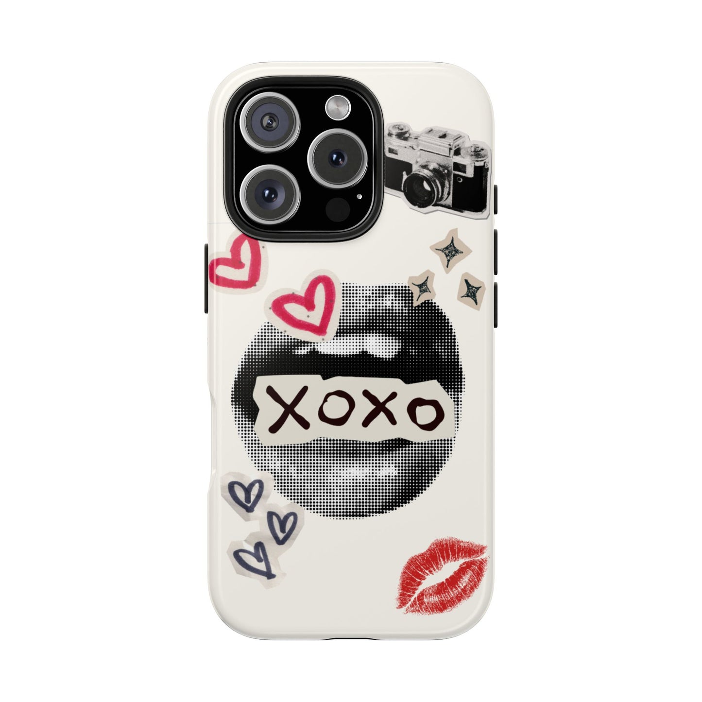 XOXO Lips Phone Case | Retro Pop Art Camera & Hearts