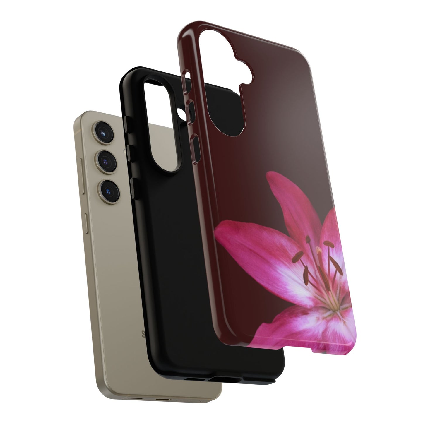 Burgundy Lily Floral – Phone Case Tough Case