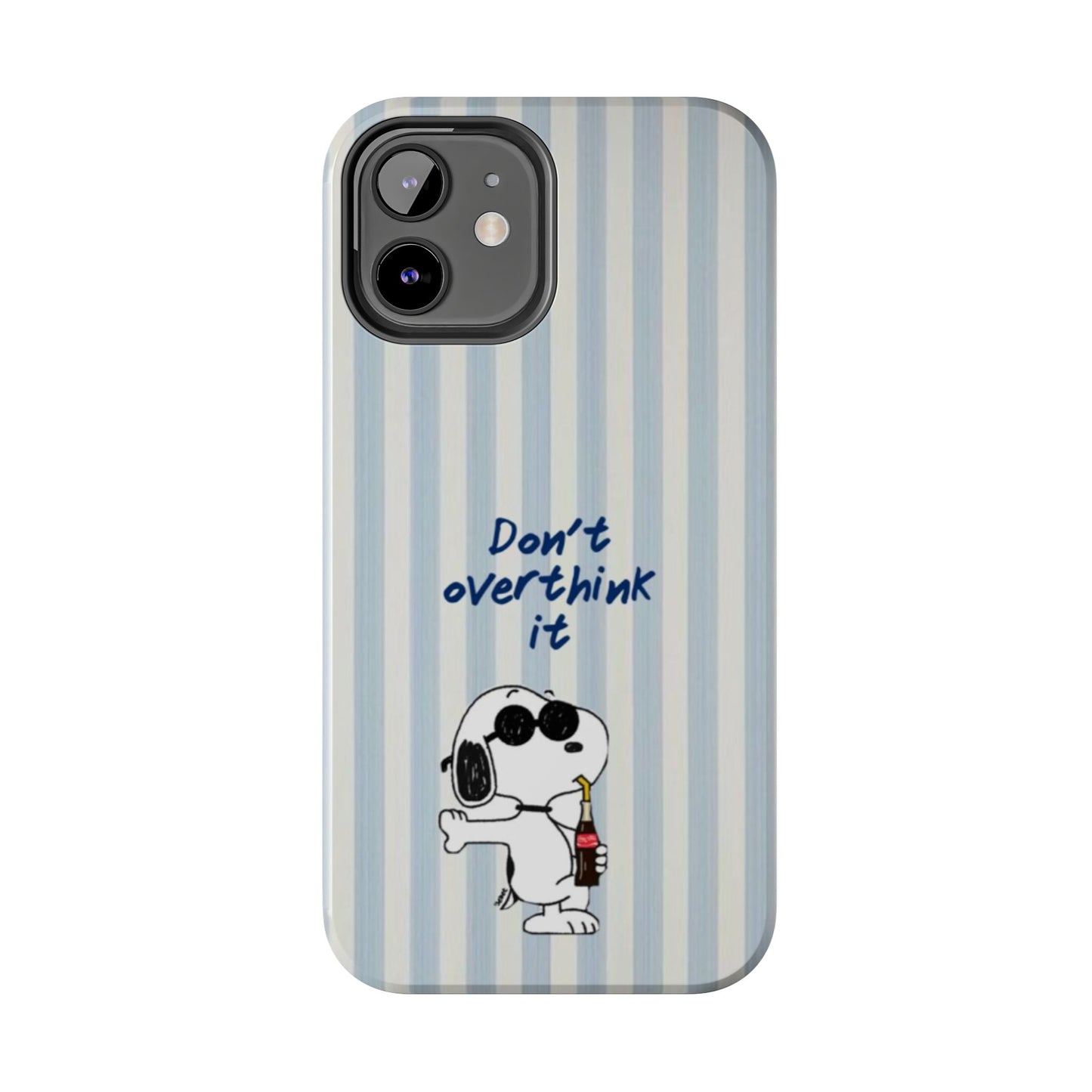Snoopy "Don't Overthink It" Tough Phone Case — Striped Protective Cover