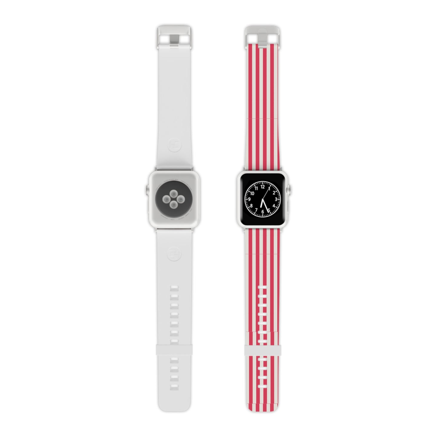 Striped Red & White Apple Watch Band —