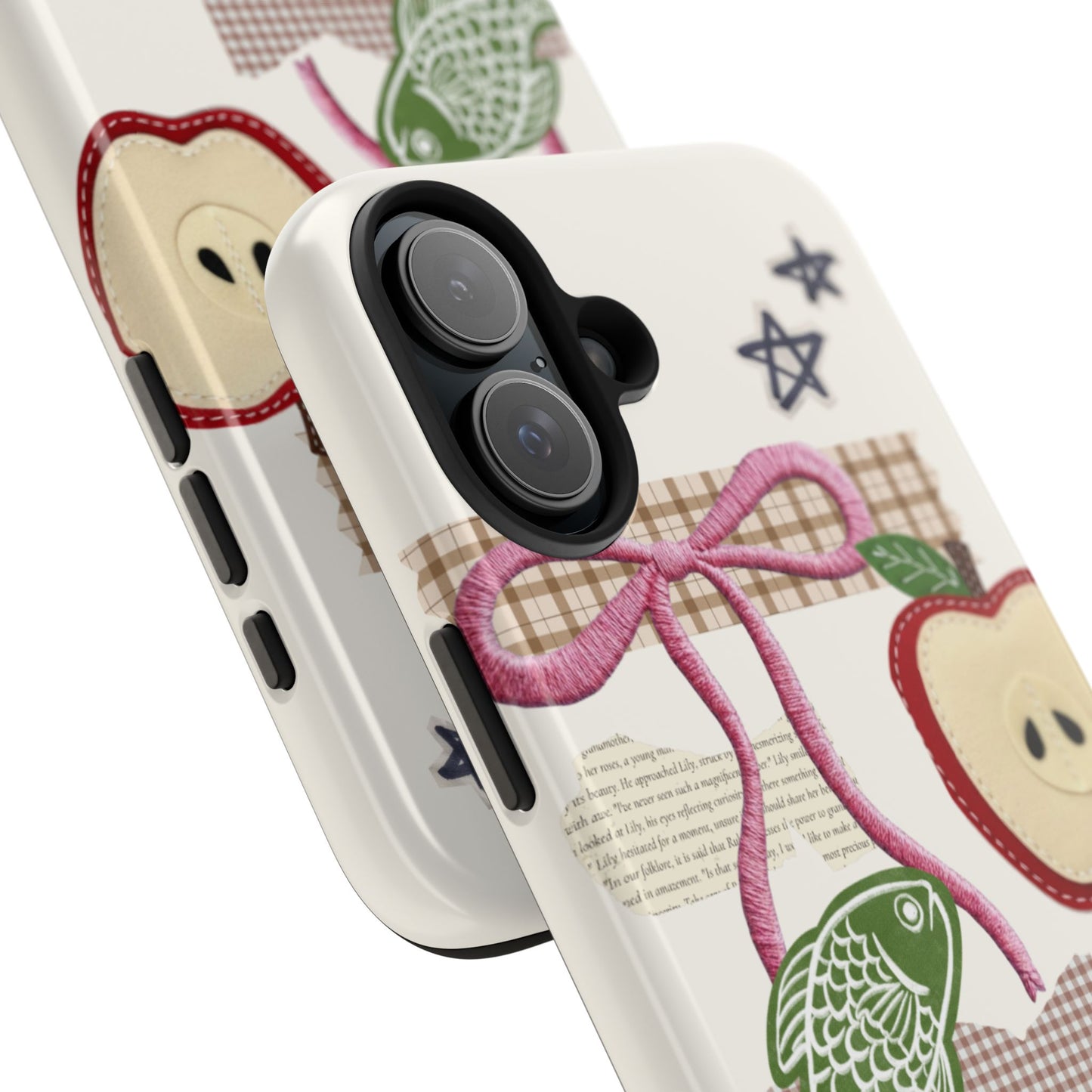 Spring Fling — Collage of Flowers Stars Fruit Fish Newspaper Cream Phone Case