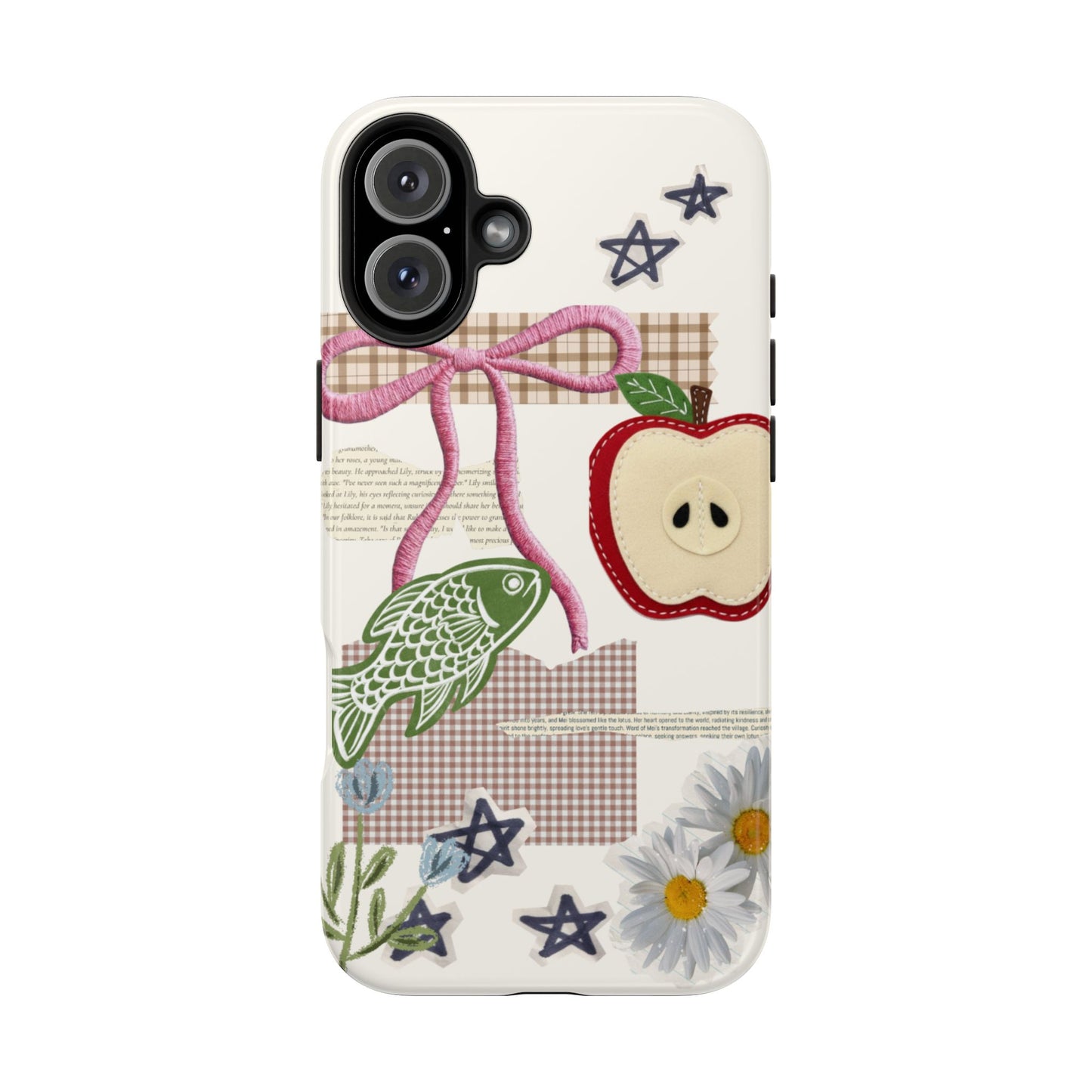 Spring Fling — Collage of Flowers Stars Fruit Fish Newspaper Cream Phone Case
