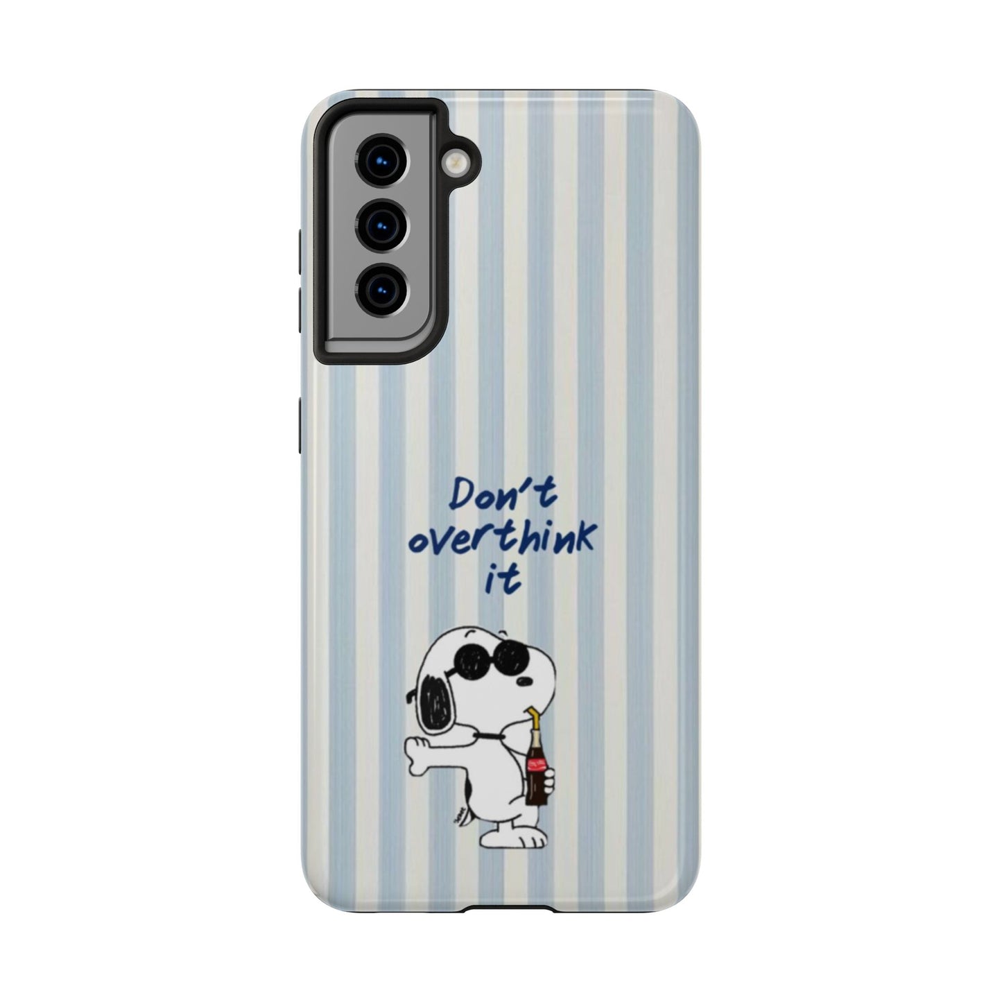 Snoopy "Don't Overthink It" Tough Phone Case — Striped Protective Cover