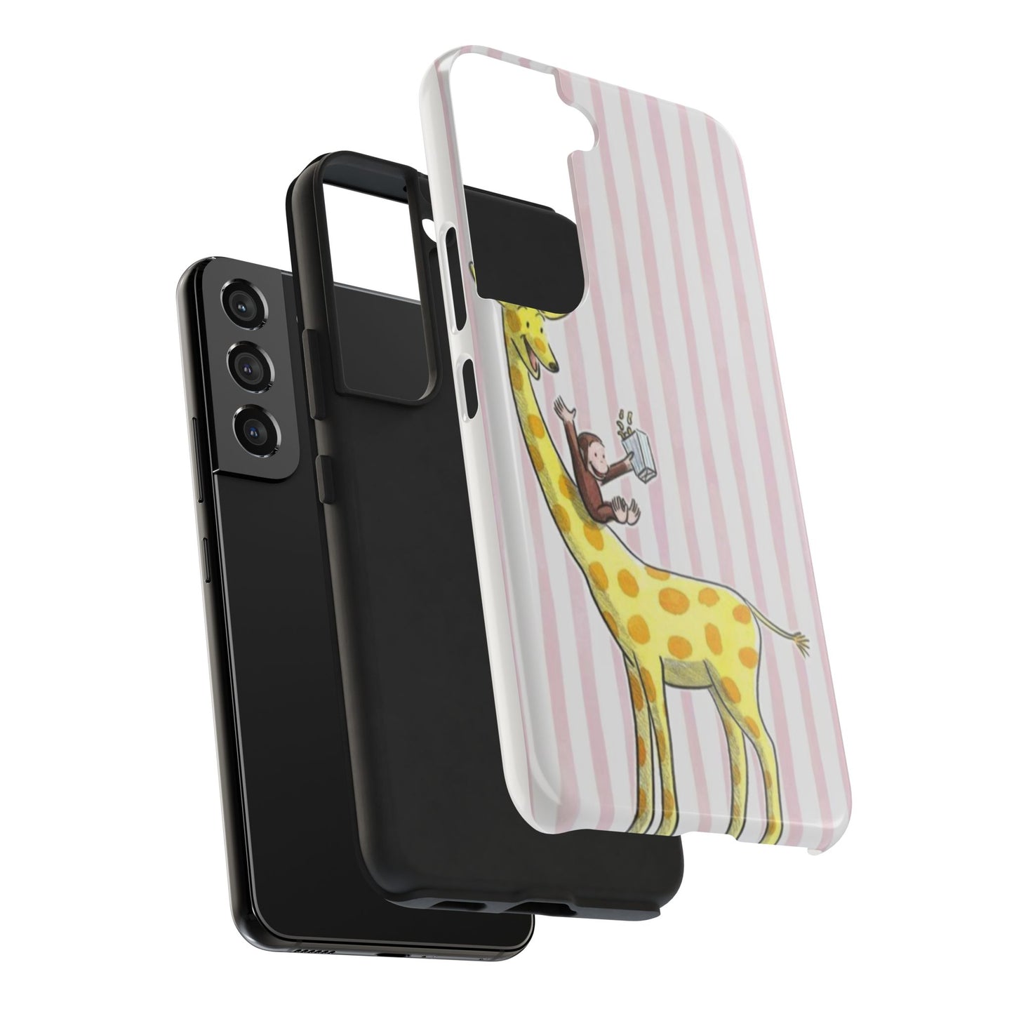 Curious George and Giraffe — Giraffe & Monkey Phone Case Cute Pink Striped Tough Case
