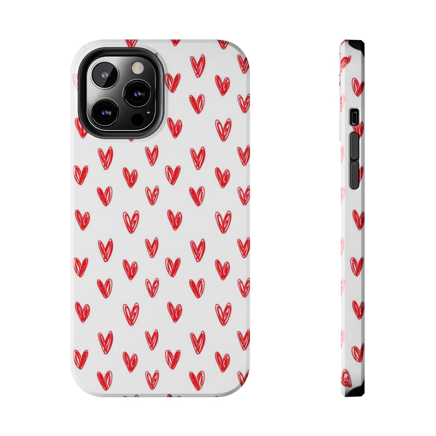 Love Notes | Red Hand-Drawn Hearts Phone Case Tough Phone Case