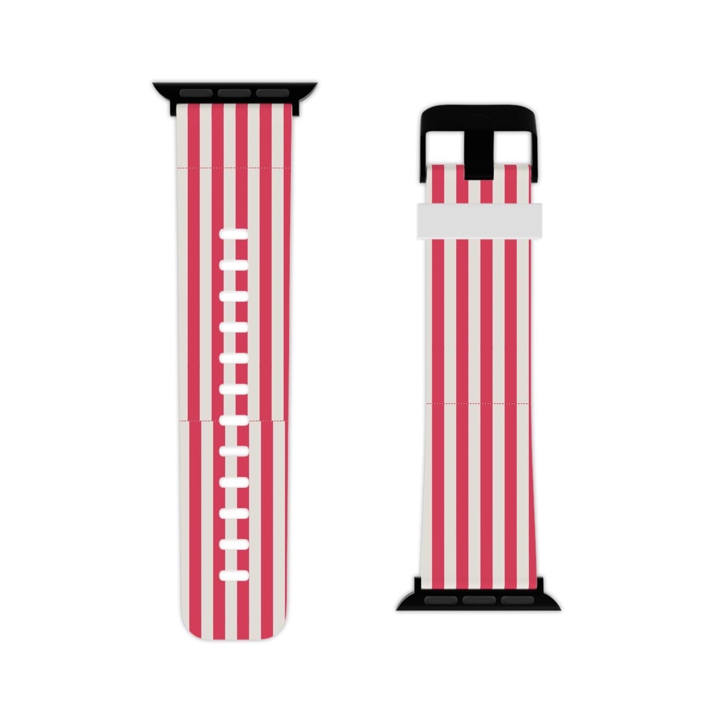 Striped Red & White Apple Watch Band —