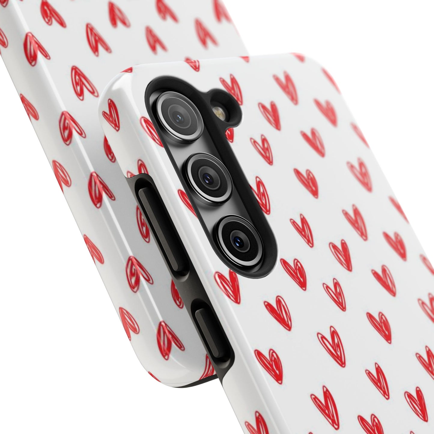 Love Notes | Red Hand-Drawn Hearts Phone Case Tough Phone Case