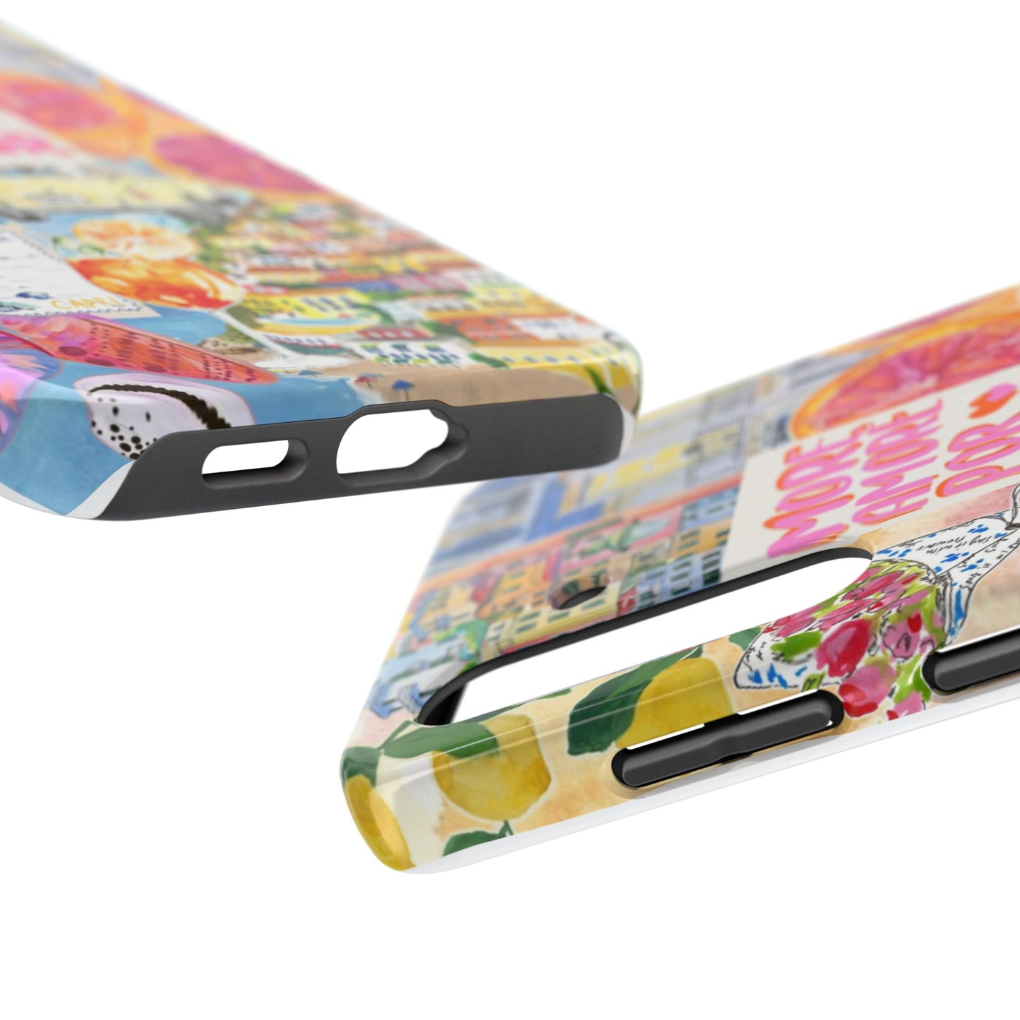 European Summers – Tough Phone Case  Tropical Watercolor Citrus & Seashell Design