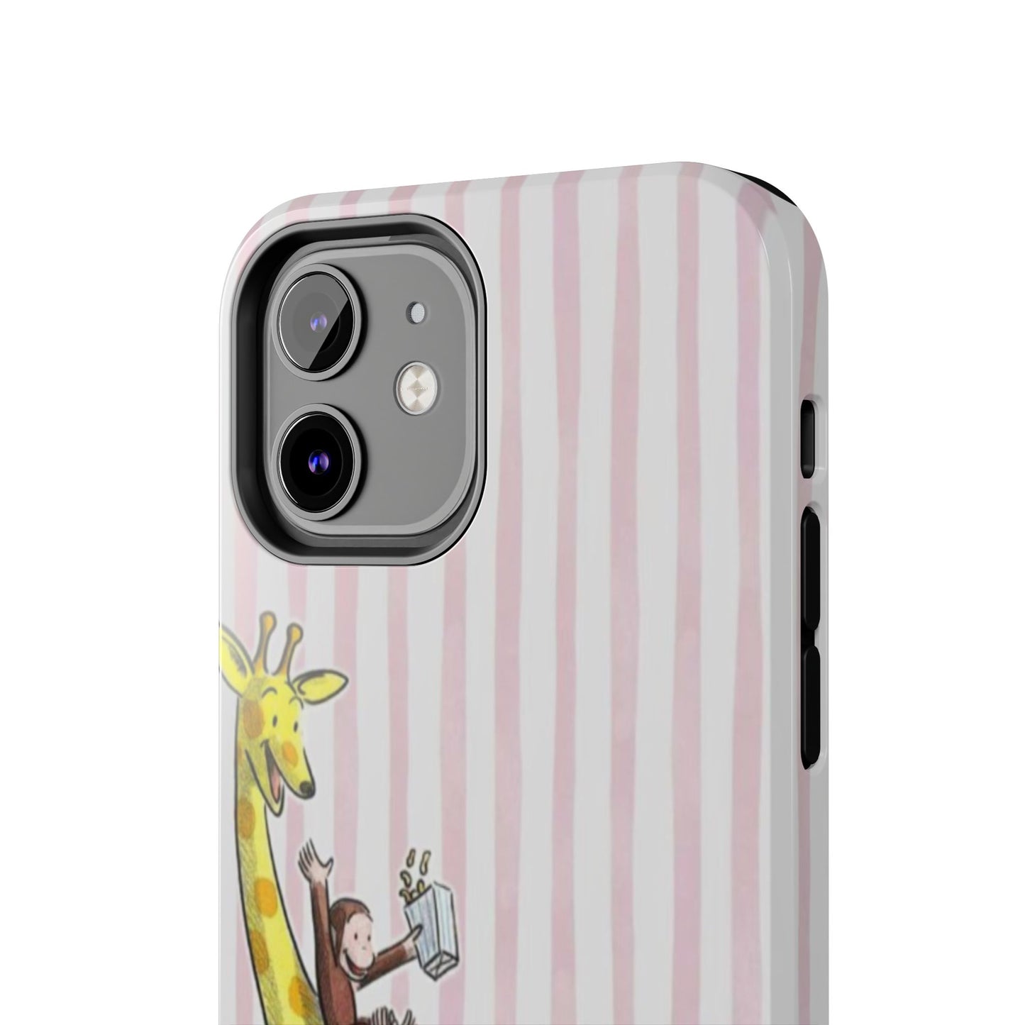 Curious George and Giraffe — Giraffe & Monkey Phone Case Cute Pink Striped Tough Case