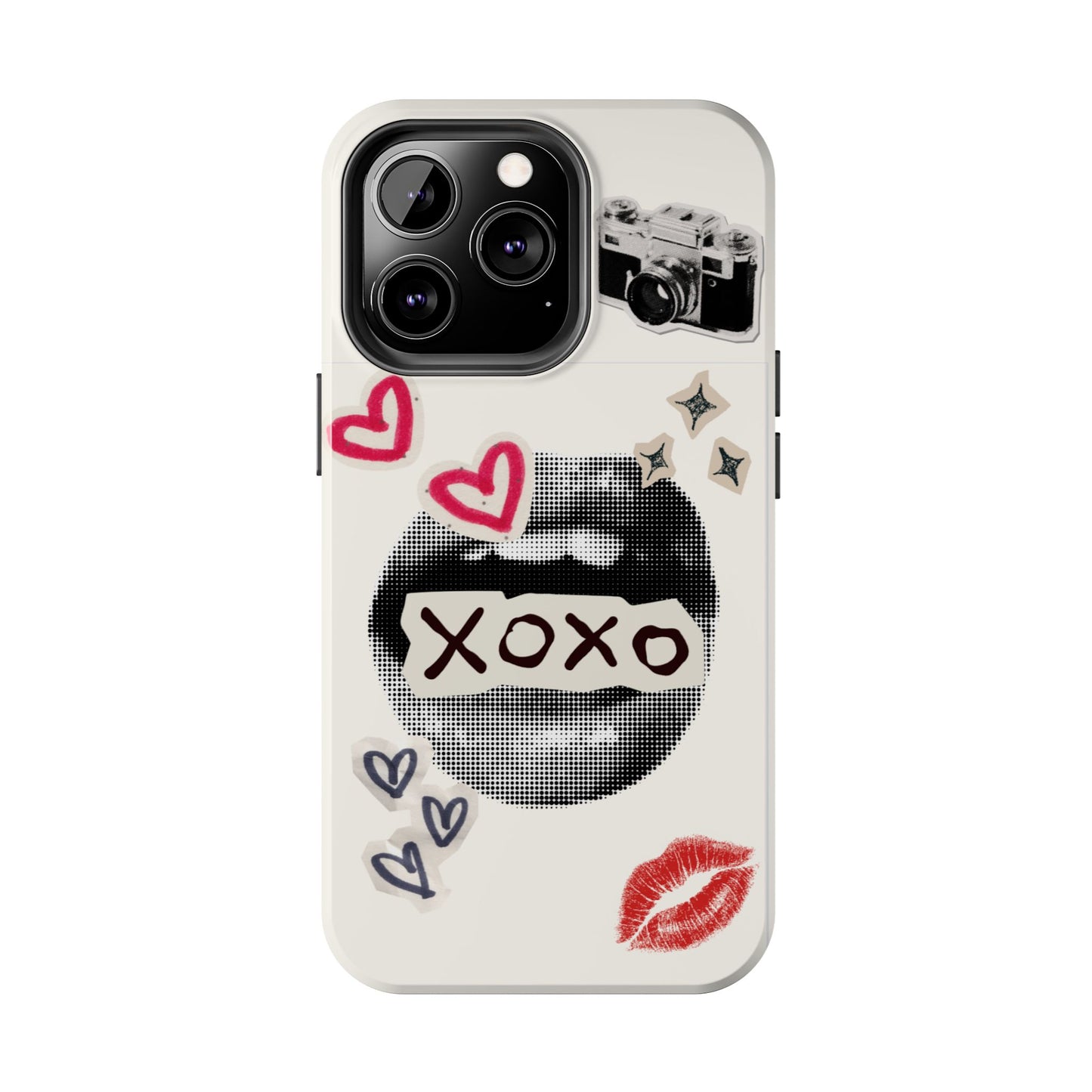 XOXO Lips Phone Case | Retro Pop Art Camera & Hearts