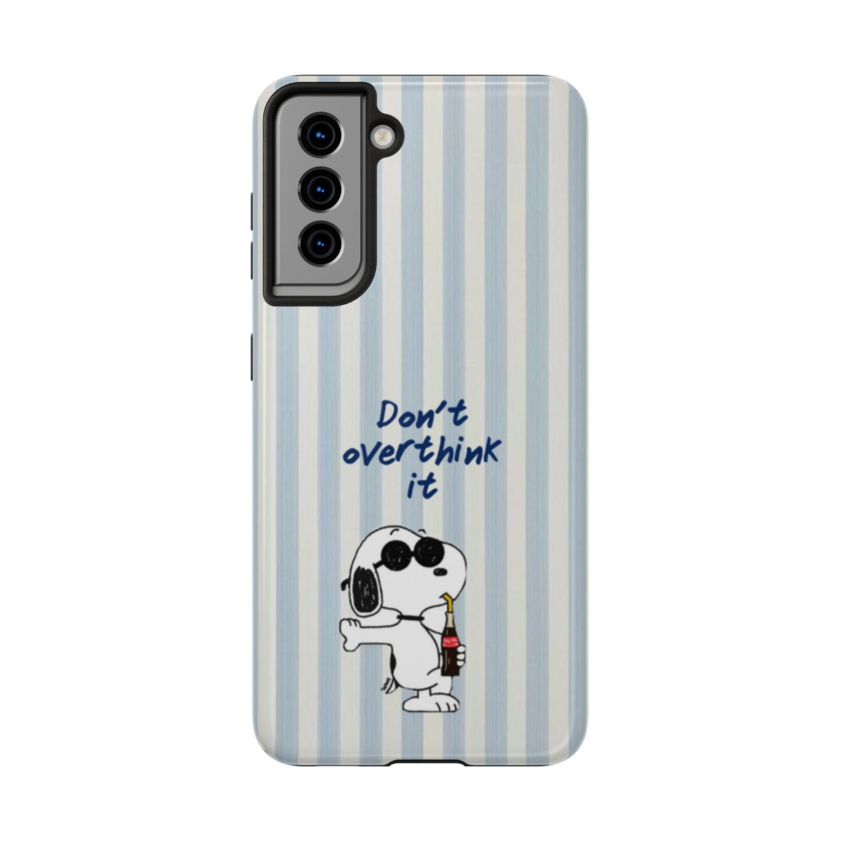 Snoopy "Don't Overthink It" Tough Phone Case — Striped Protective Cover