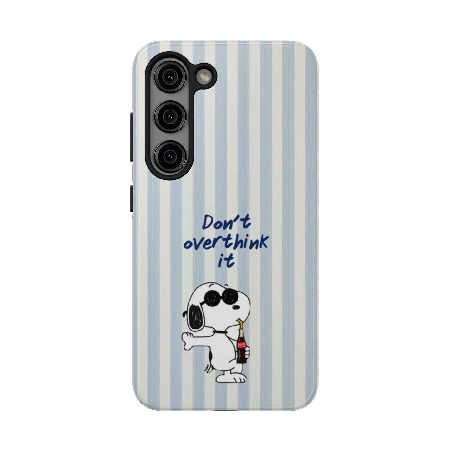 Snoopy "Don't Overthink It" Tough Phone Case — Striped Protective Cover