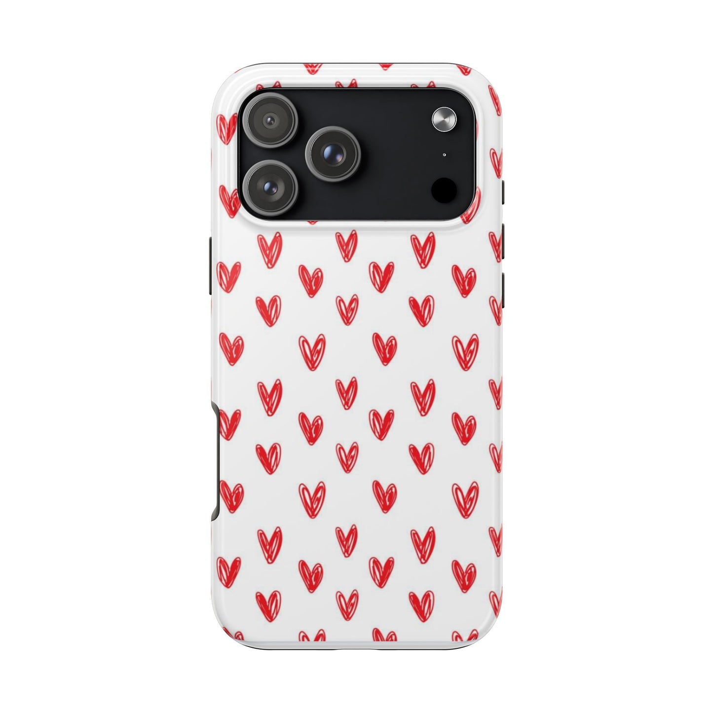 Love Notes | Red Hand-Drawn Hearts Phone Case Tough Phone Case