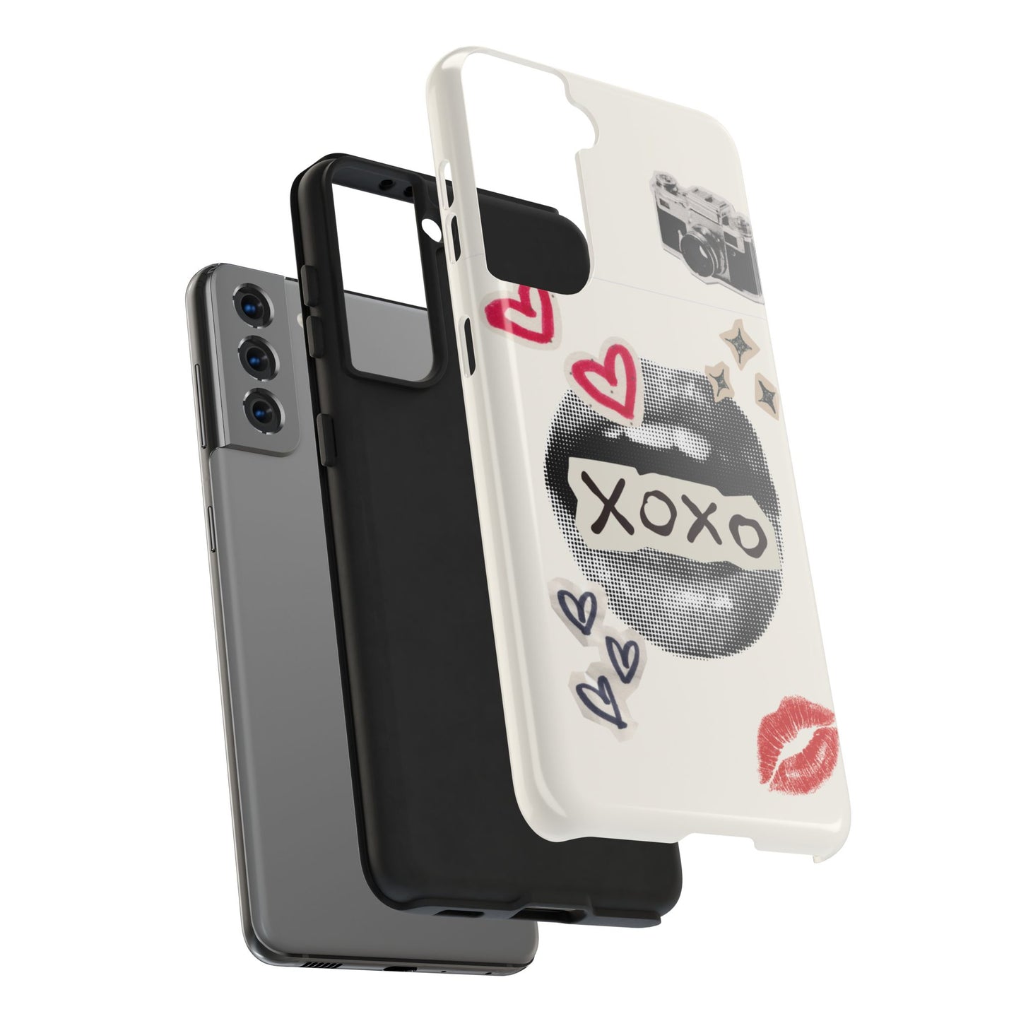 XOXO Lips Phone Case | Retro Pop Art Camera & Hearts