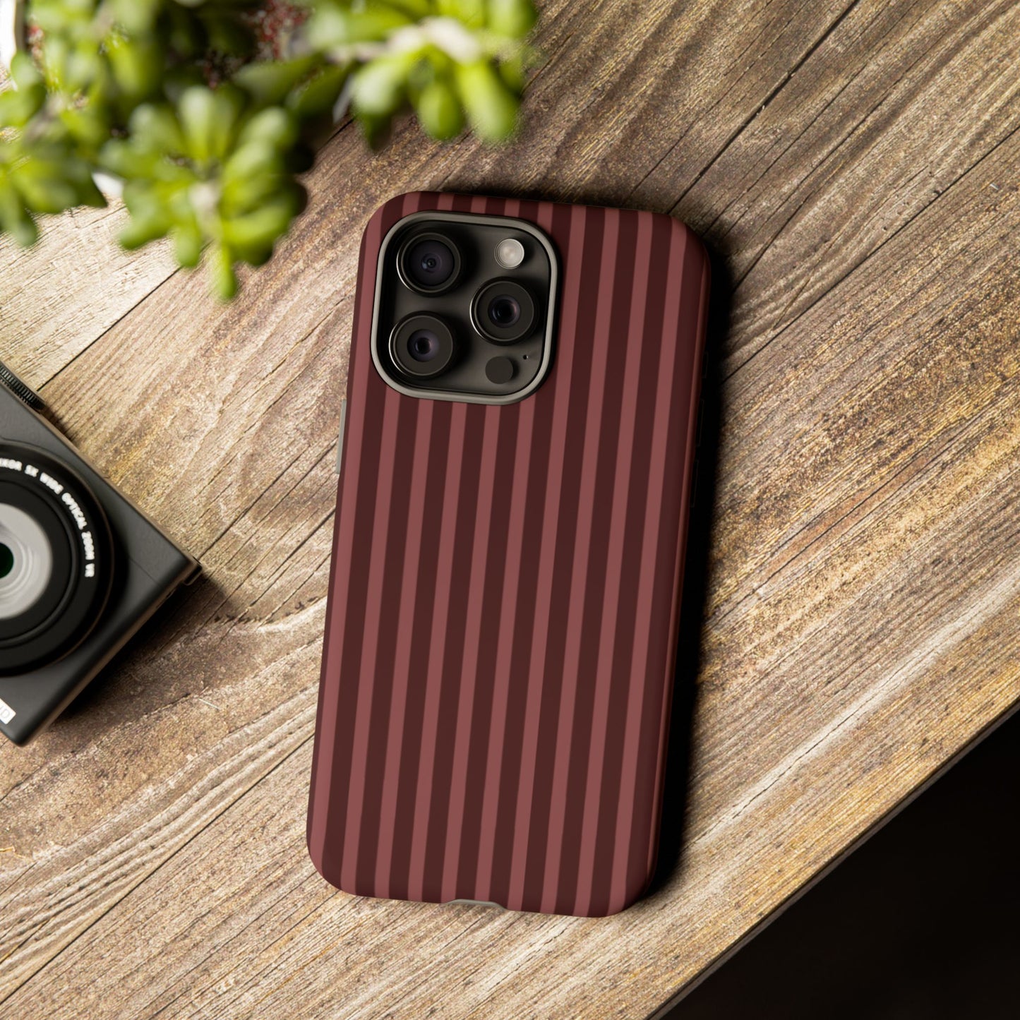 Striped Double Burgundy  — Tough Phone Case