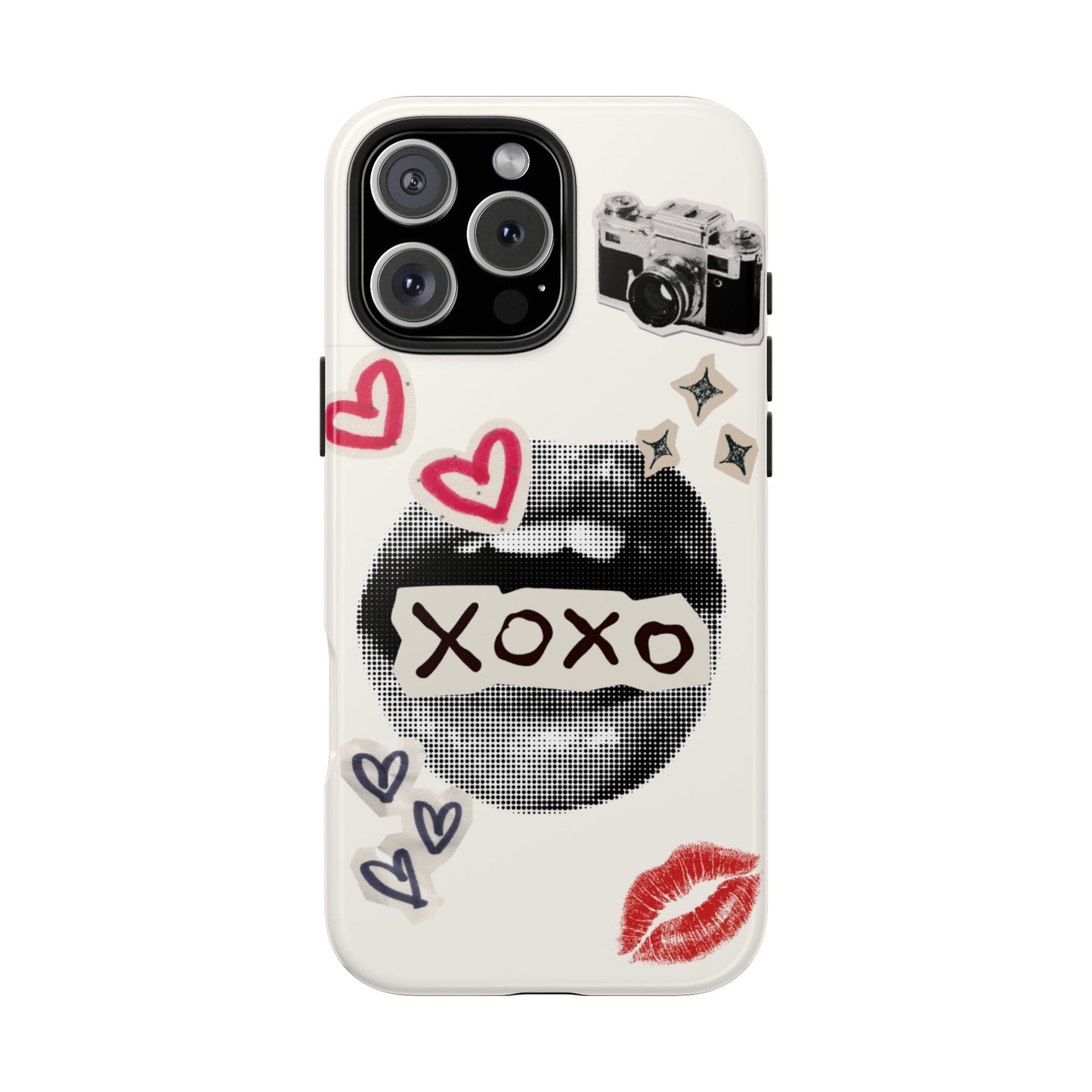 XOXO Lips Phone Case | Retro Pop Art Camera & Hearts