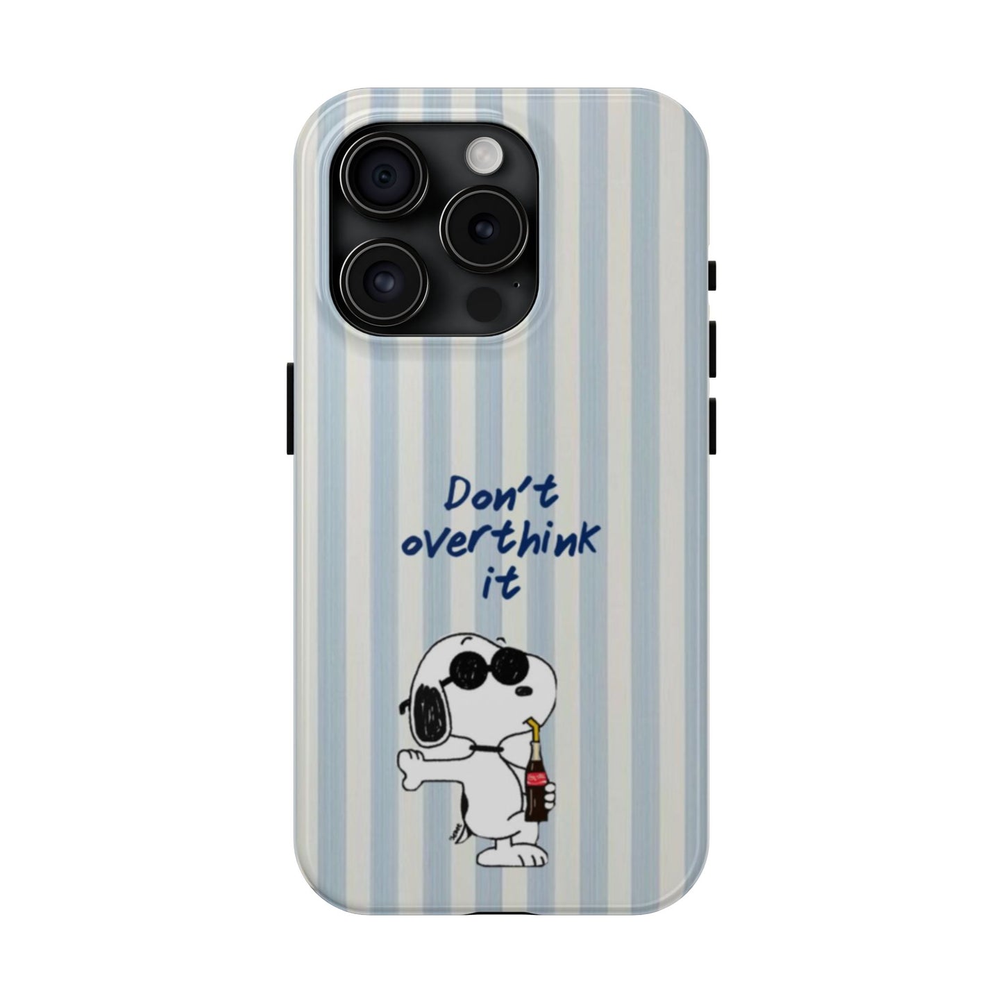 Snoopy "Don't Overthink It" Tough Phone Case — Striped Protective Cover