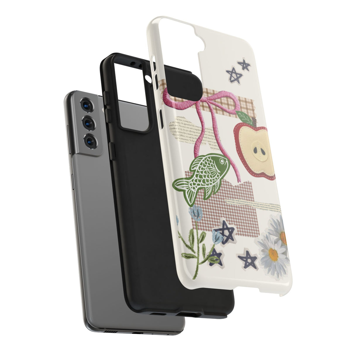 Spring Fling — Collage of Flowers Stars Fruit Fish Newspaper Cream Phone Case