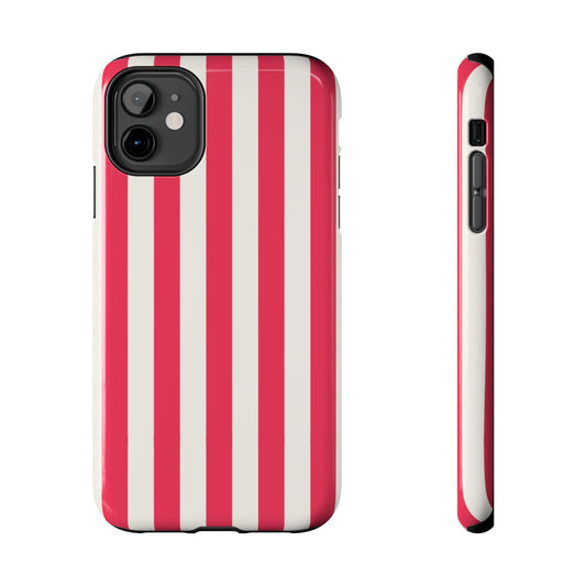 Red Strips — Red & White Vertical Stripe Tough Phone Case