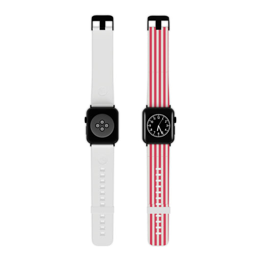 Striped Red & White Apple Watch Band —