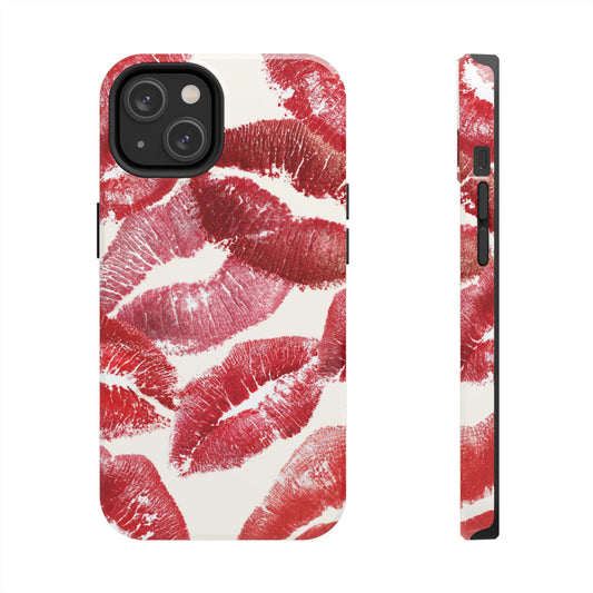 Red Lipstick Kiss Pattern Phone Case | Tough Phone Case
