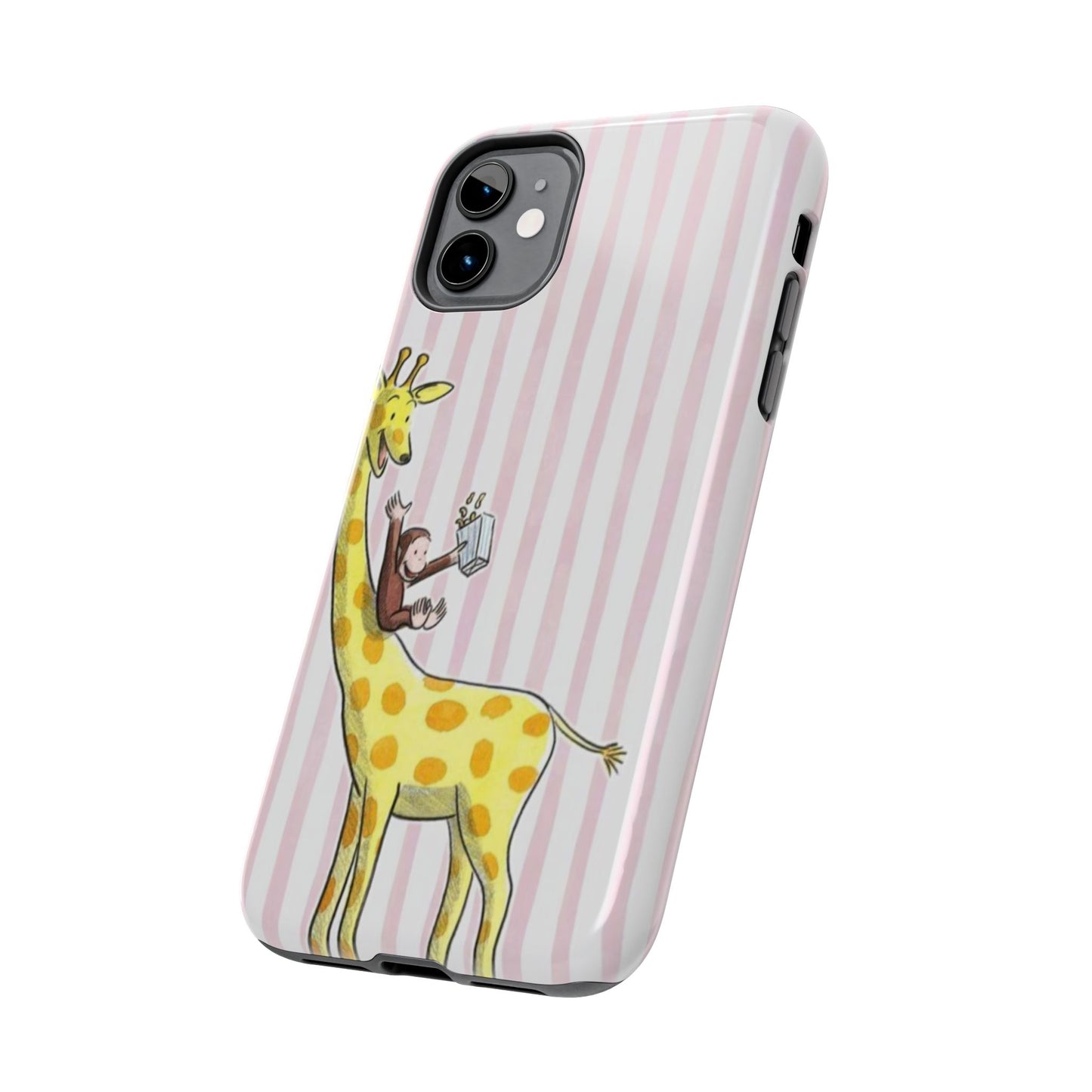 Curious George and Giraffe — Giraffe & Monkey Phone Case Cute Pink Striped Tough Case