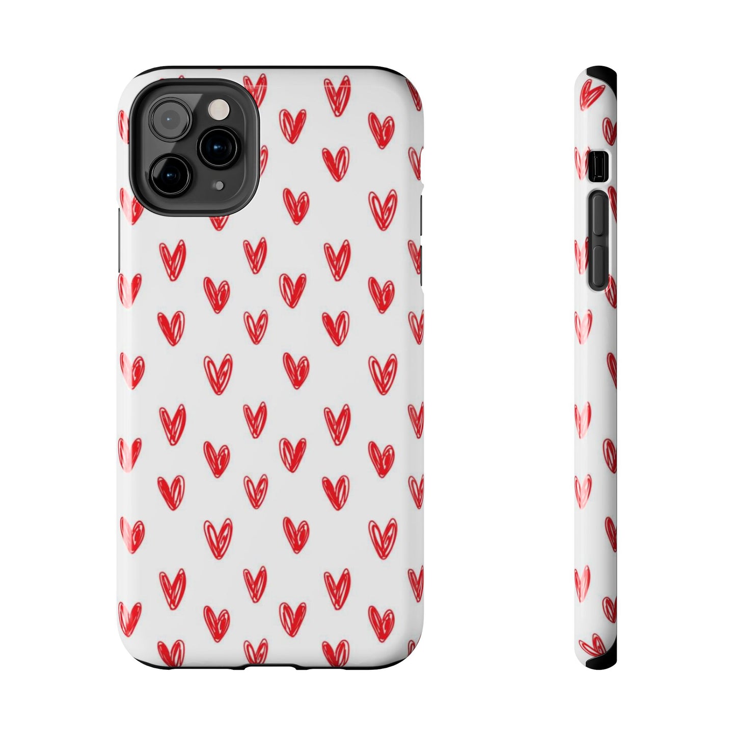 Love Notes | Red Hand-Drawn Hearts Phone Case Tough Phone Case