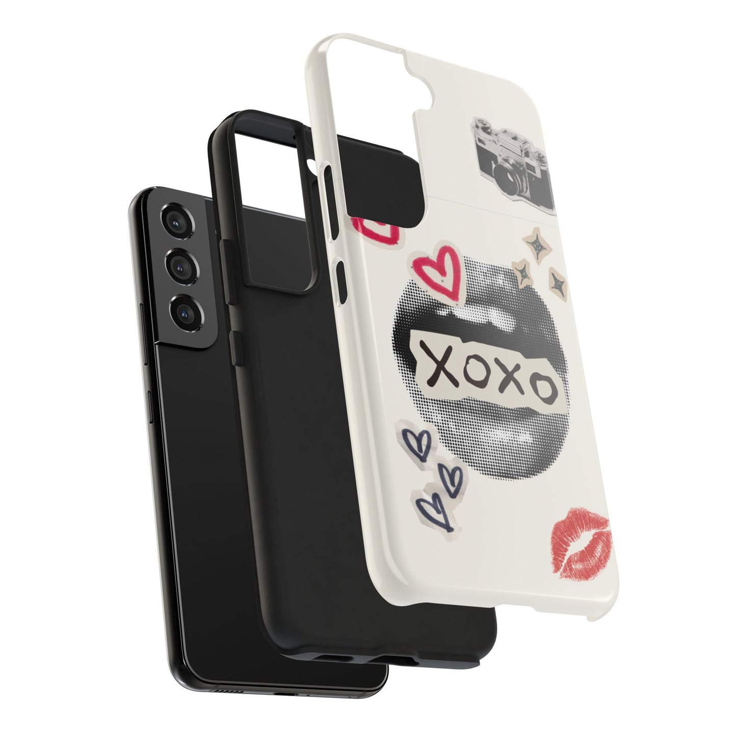 XOXO Lips Phone Case | Retro Pop Art Camera & Hearts