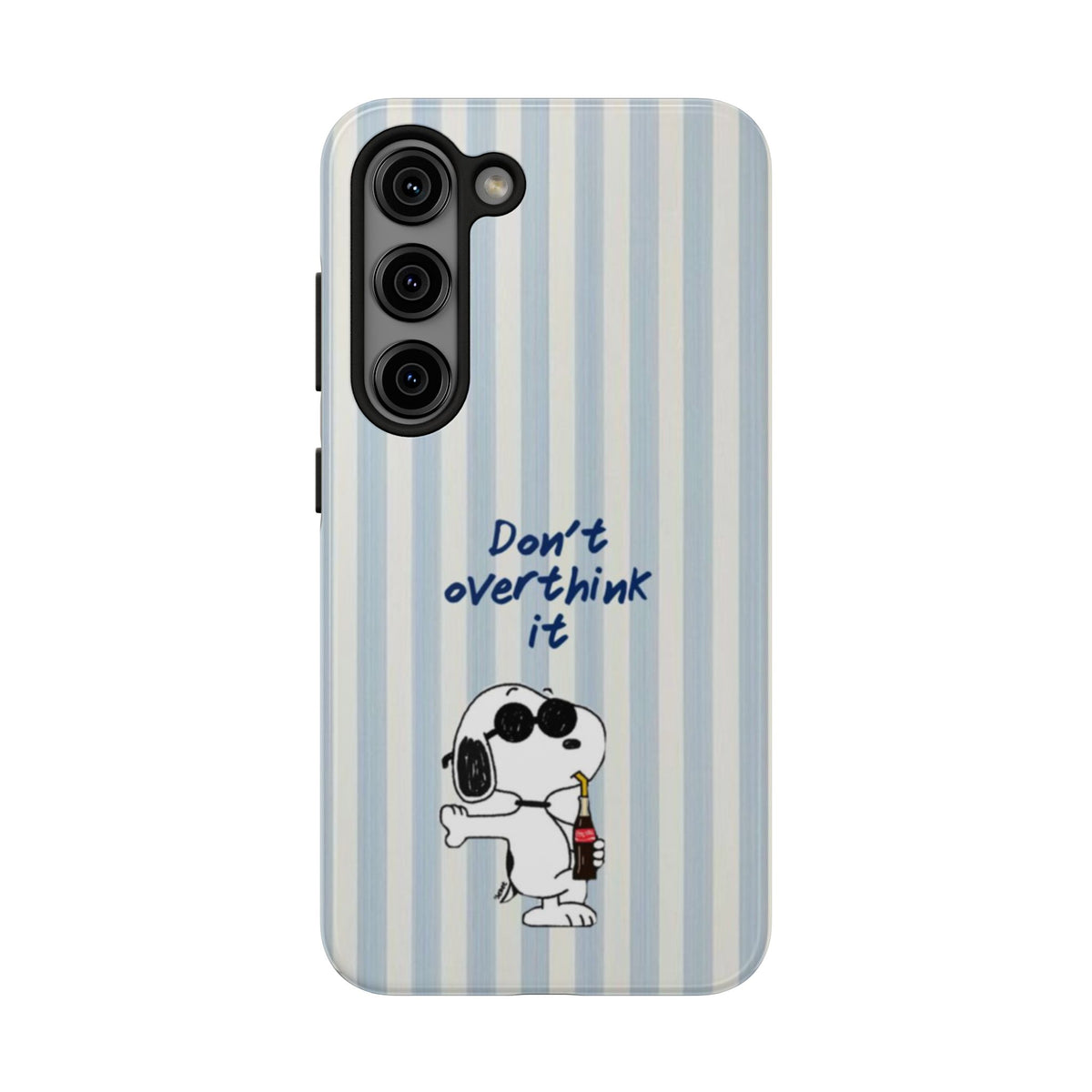 Snoopy "Don't Overthink It" Tough Phone Case — Striped Protective Cover