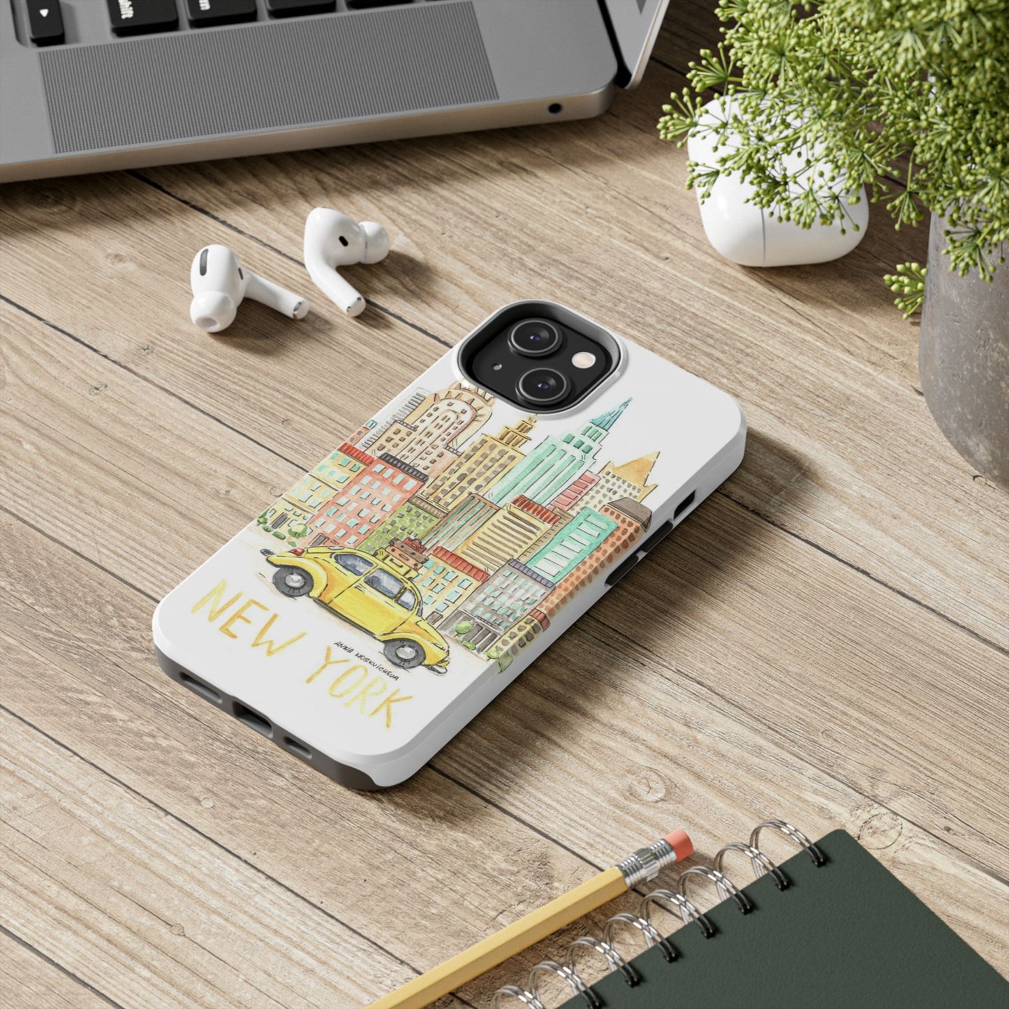 New York – New York Watercolor Skyline Tough Phone Case