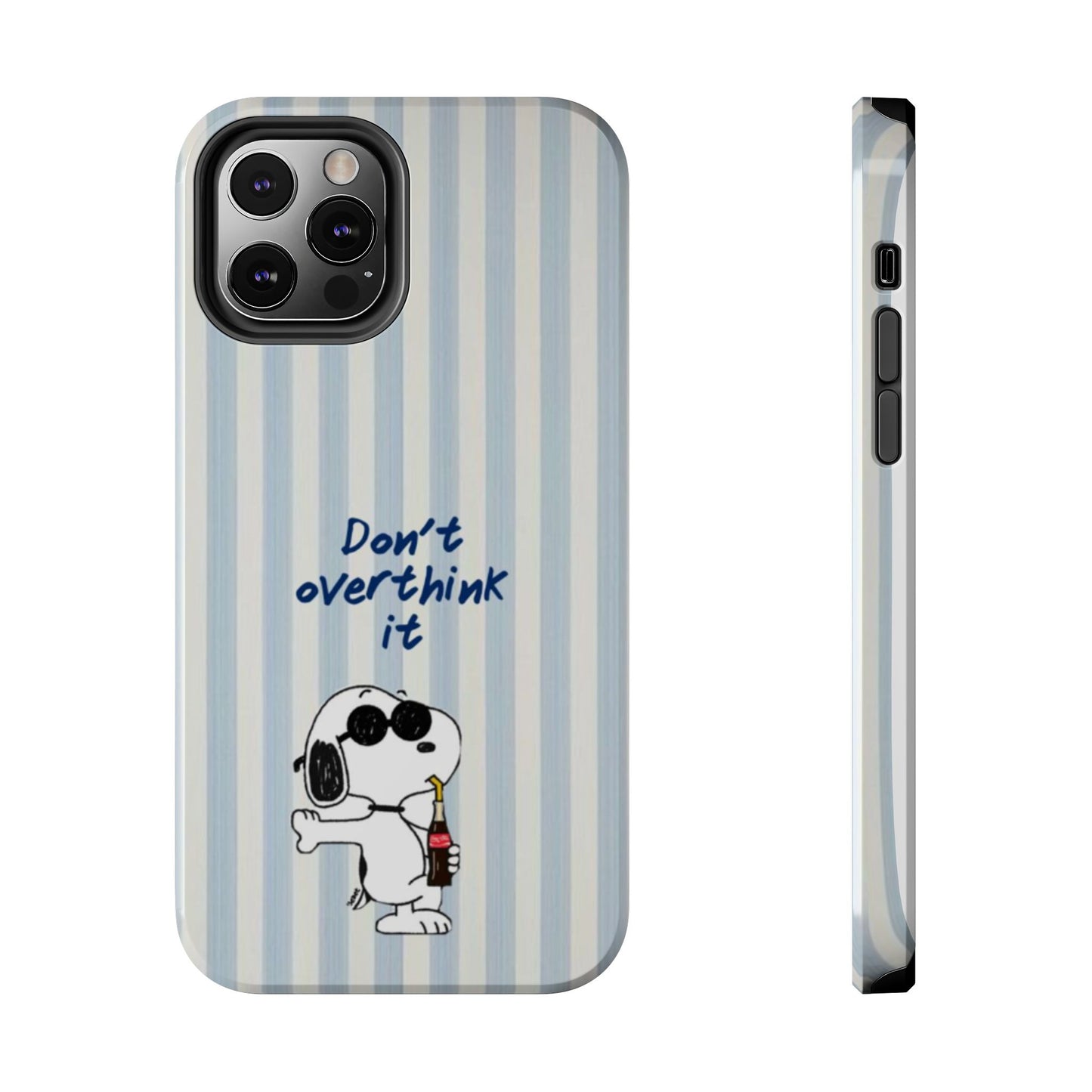 Snoopy "Don't Overthink It" Tough Phone Case — Striped Protective Cover