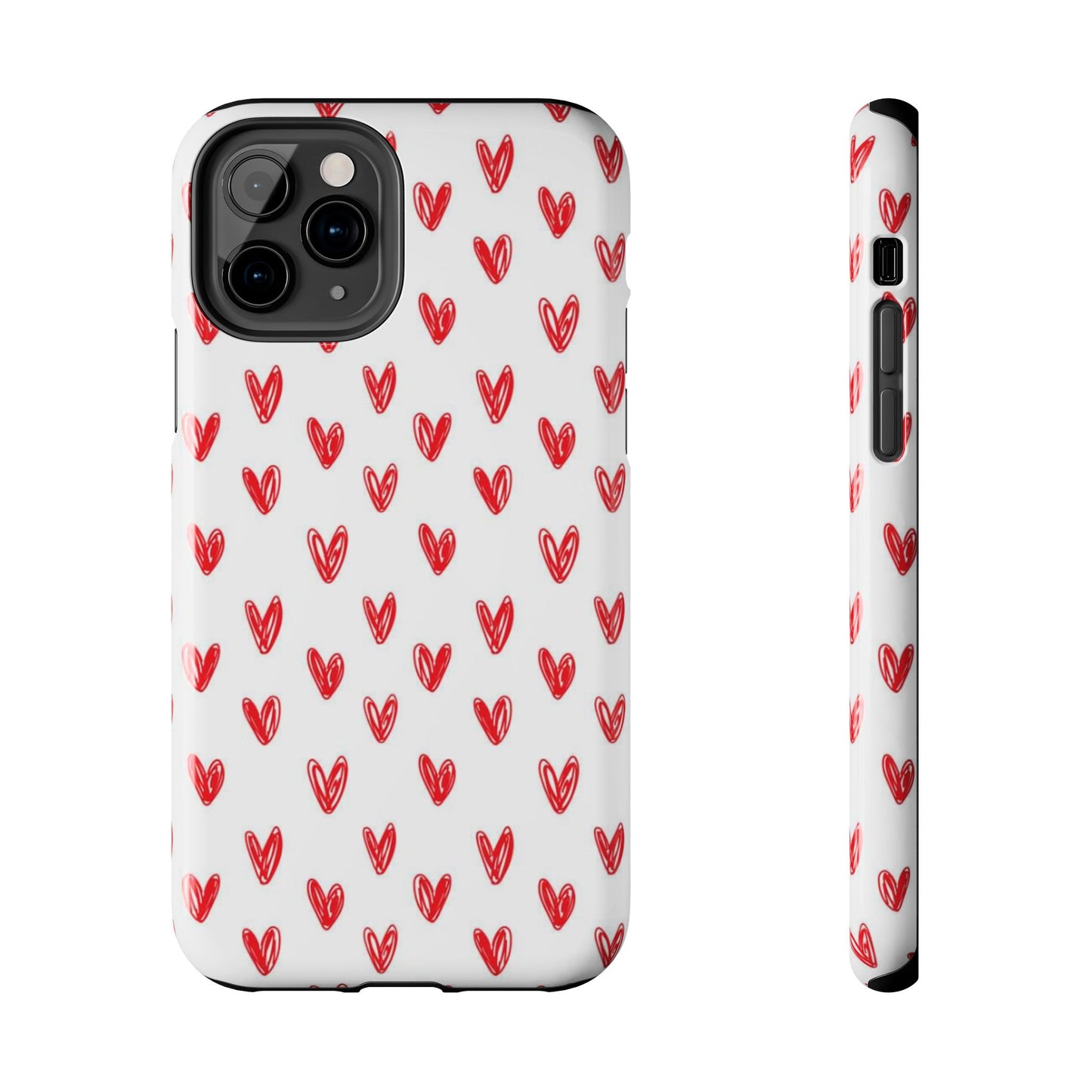 Love Notes | Red Hand-Drawn Hearts Phone Case Tough Phone Case